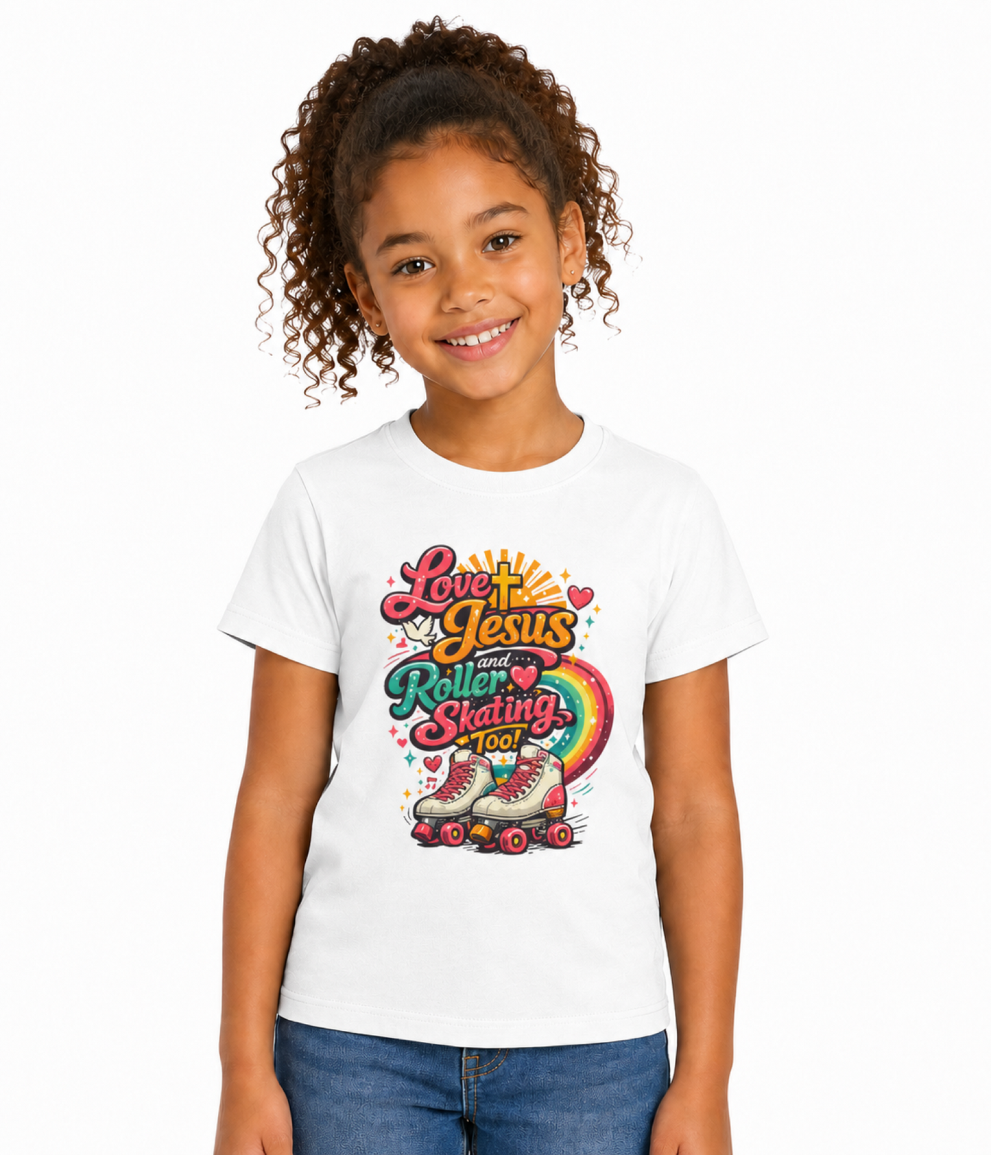 Love Jesus Roller Skating T-Shirt - Kids Christian Roller Skate Tee