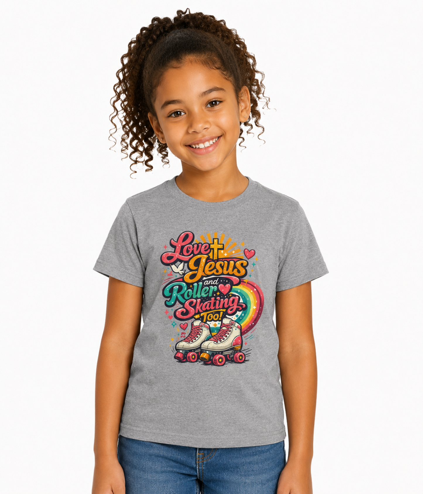 Love Jesus Roller Skating T-Shirt - Kids Christian Roller Skate Tee