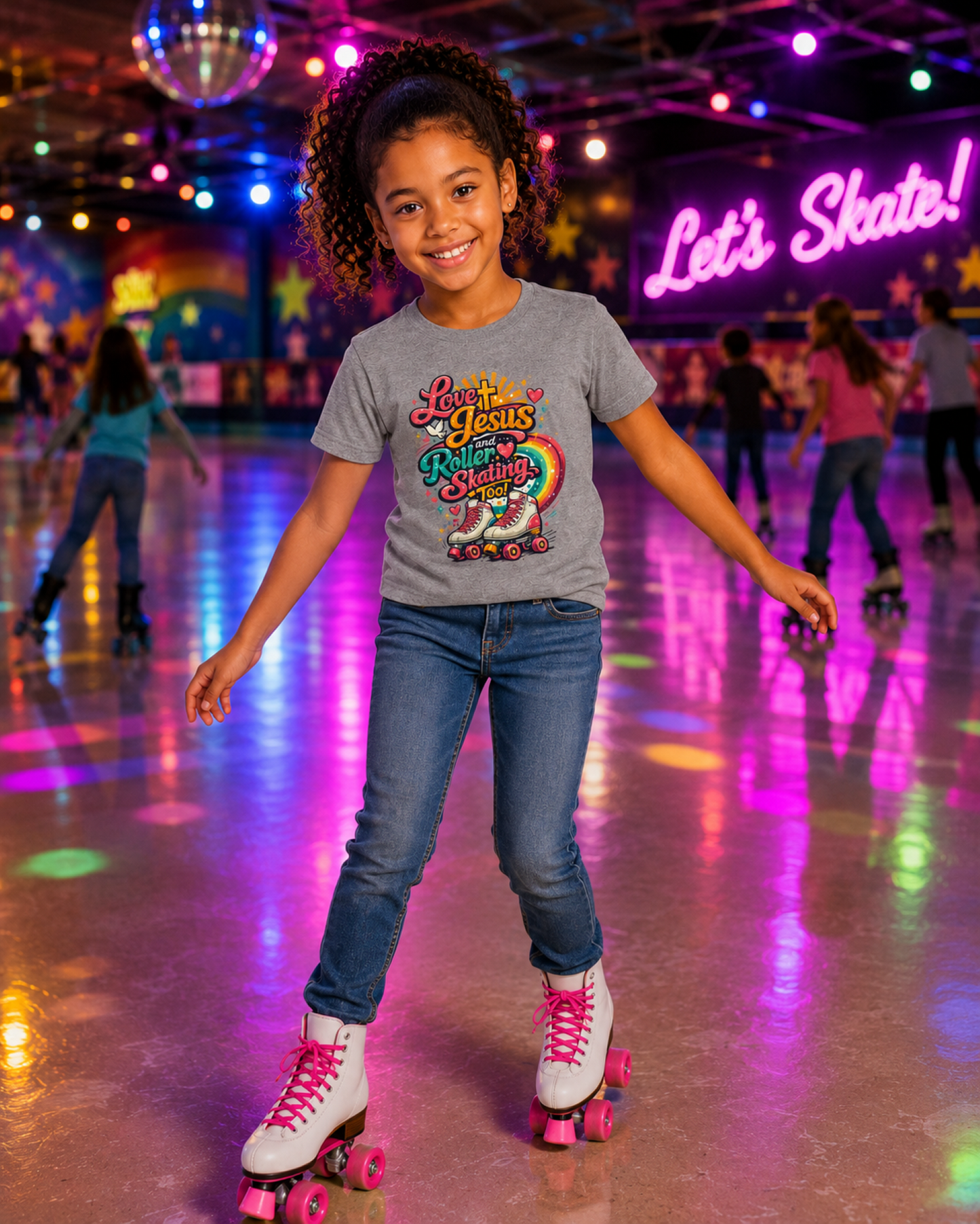 Love Jesus Roller Skating T-Shirt - Kids Christian Roller Skate Tee