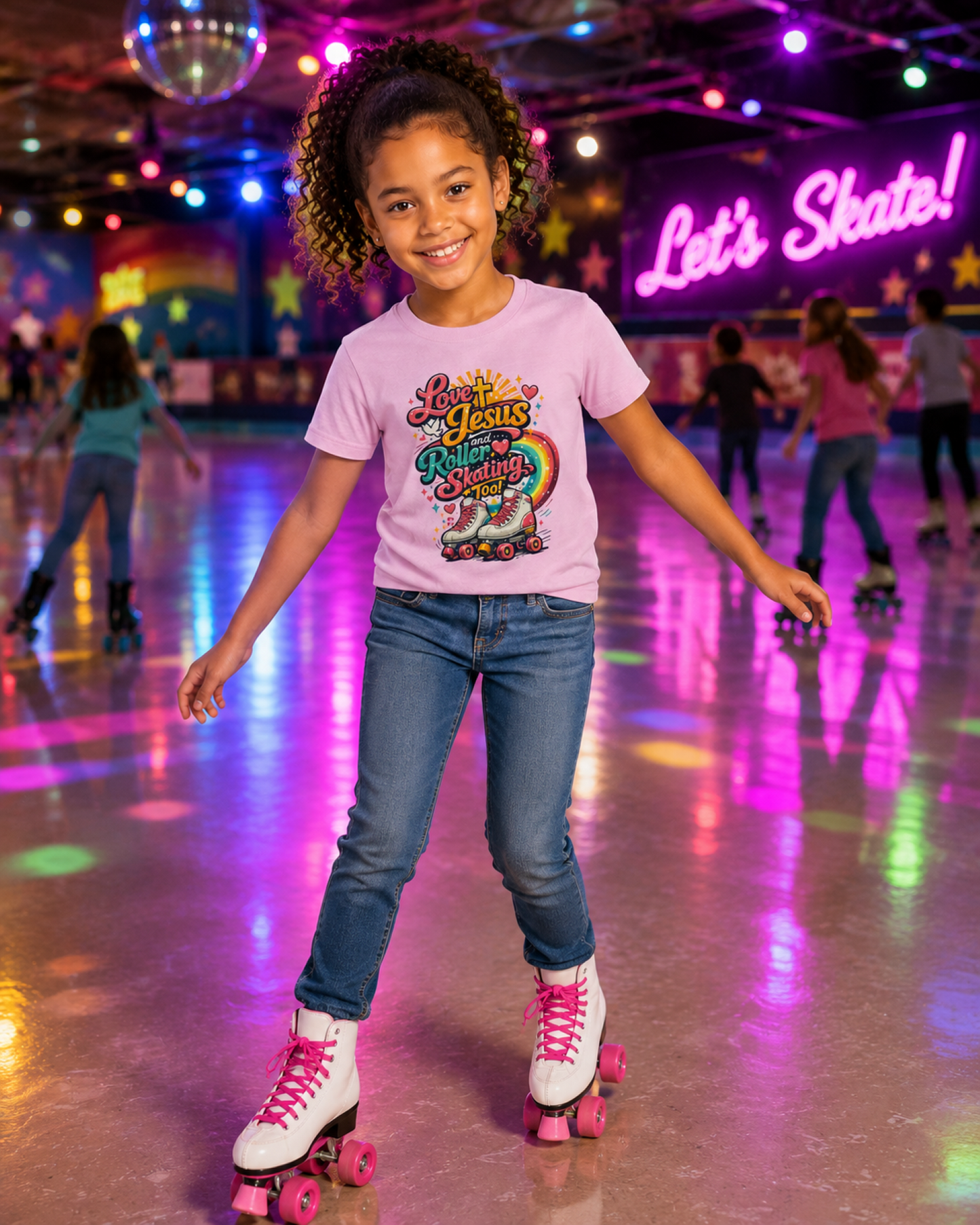 Love Jesus Roller Skating T-Shirt - Kids Christian Roller Skate Tee