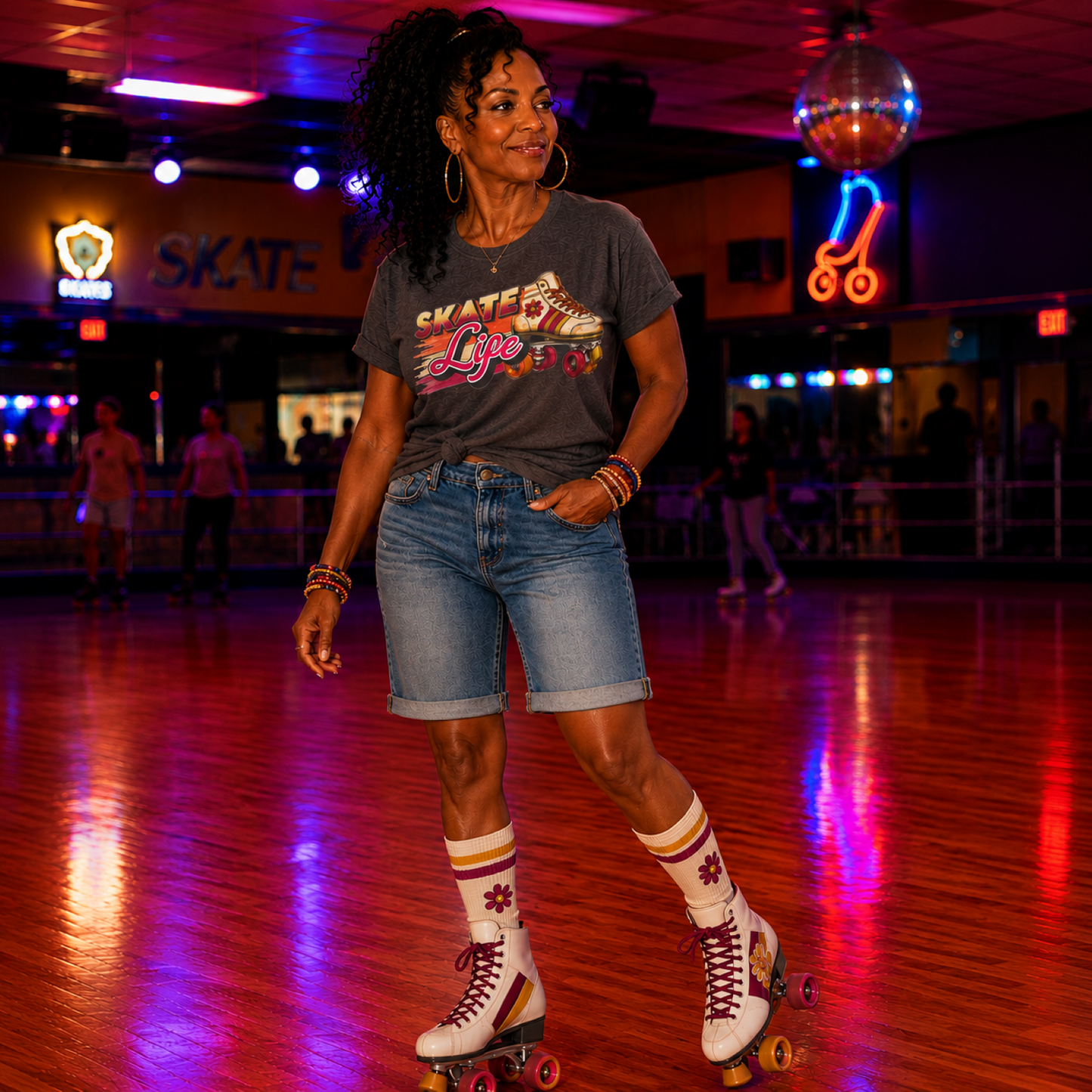 Retro Skate Life Graphic Tee - Vintage 70s 80s Roller Skating Shirt - Old School Skaters