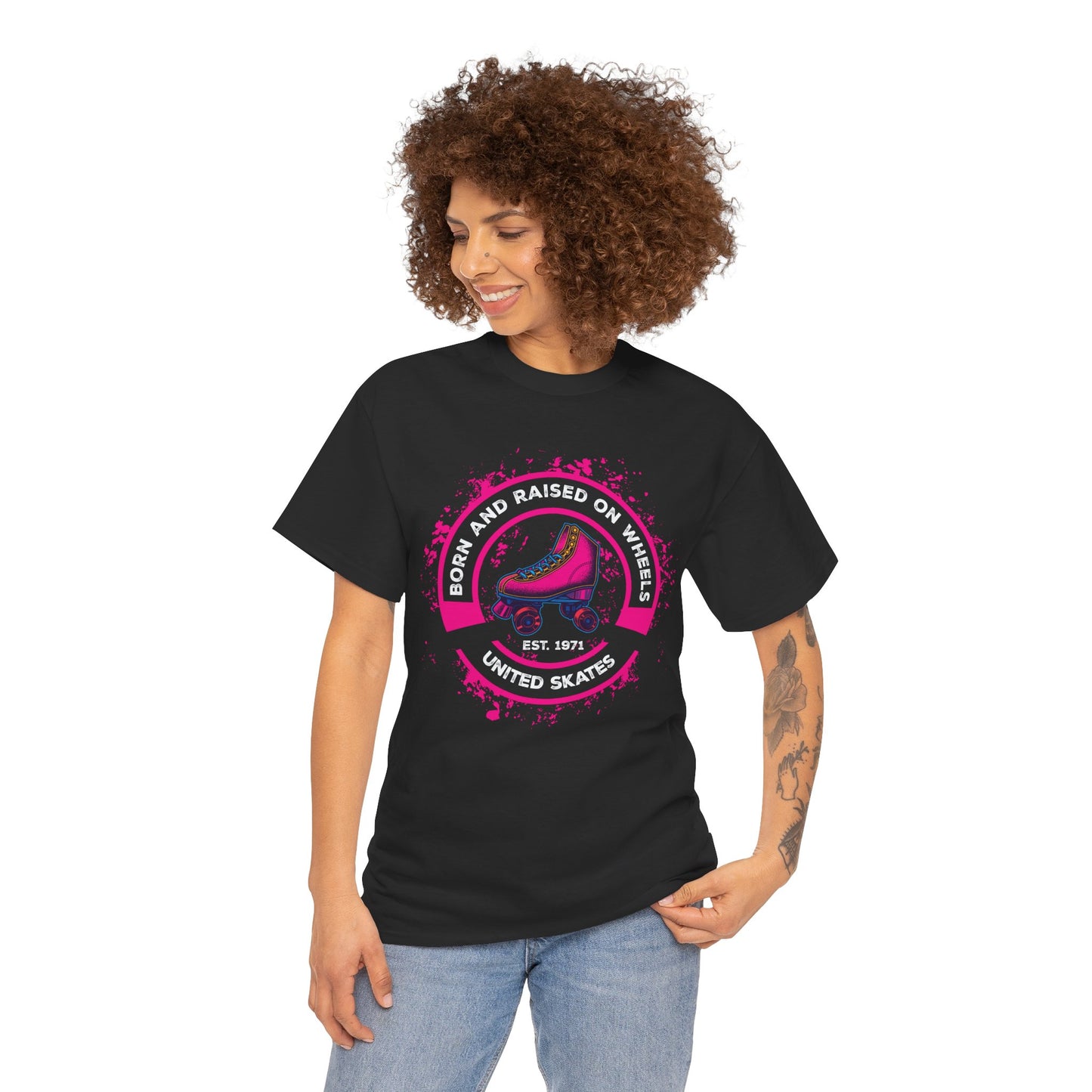 Adult "Born & Raised on Wheels" Roller Skating T-Shirt