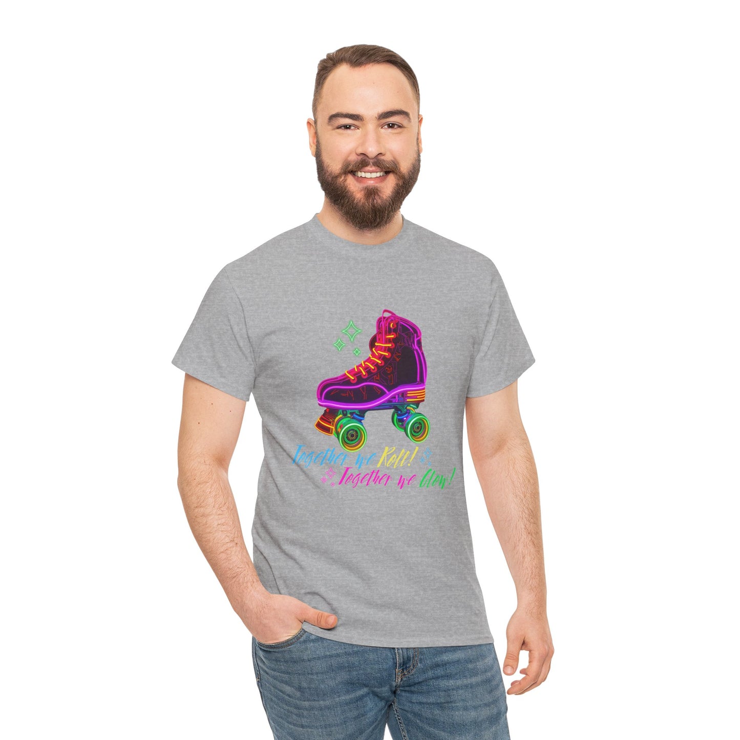 Adult Roller Skating T-Shirt "Together We Roll, Together We Glow" Retro Neon Tee
