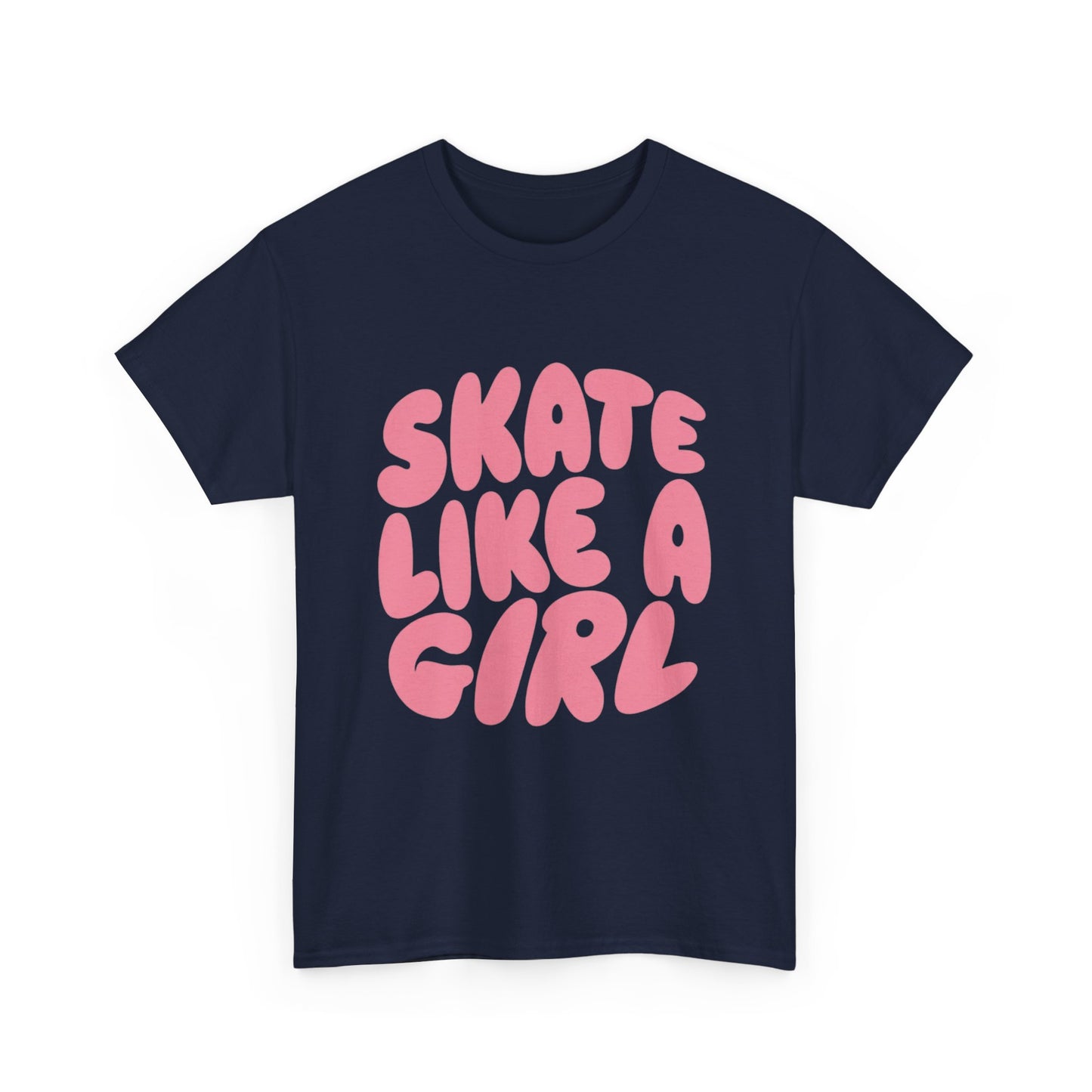 Women's Roller Skating T-Shirt - Skate Like A Girl - Bubble Letter Tee for Skaters