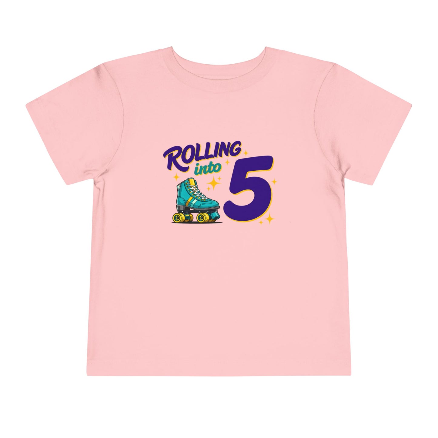 Kid's  "Rolling Into 5 " Birthday T-Shirt for 5 Year Old Child, Roller Skating Tee