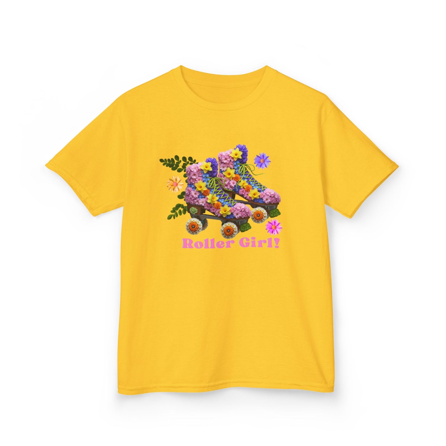 Girl's Roller Skating T-Shirt - Roller Girl - Flower Graphic Tee for Kids