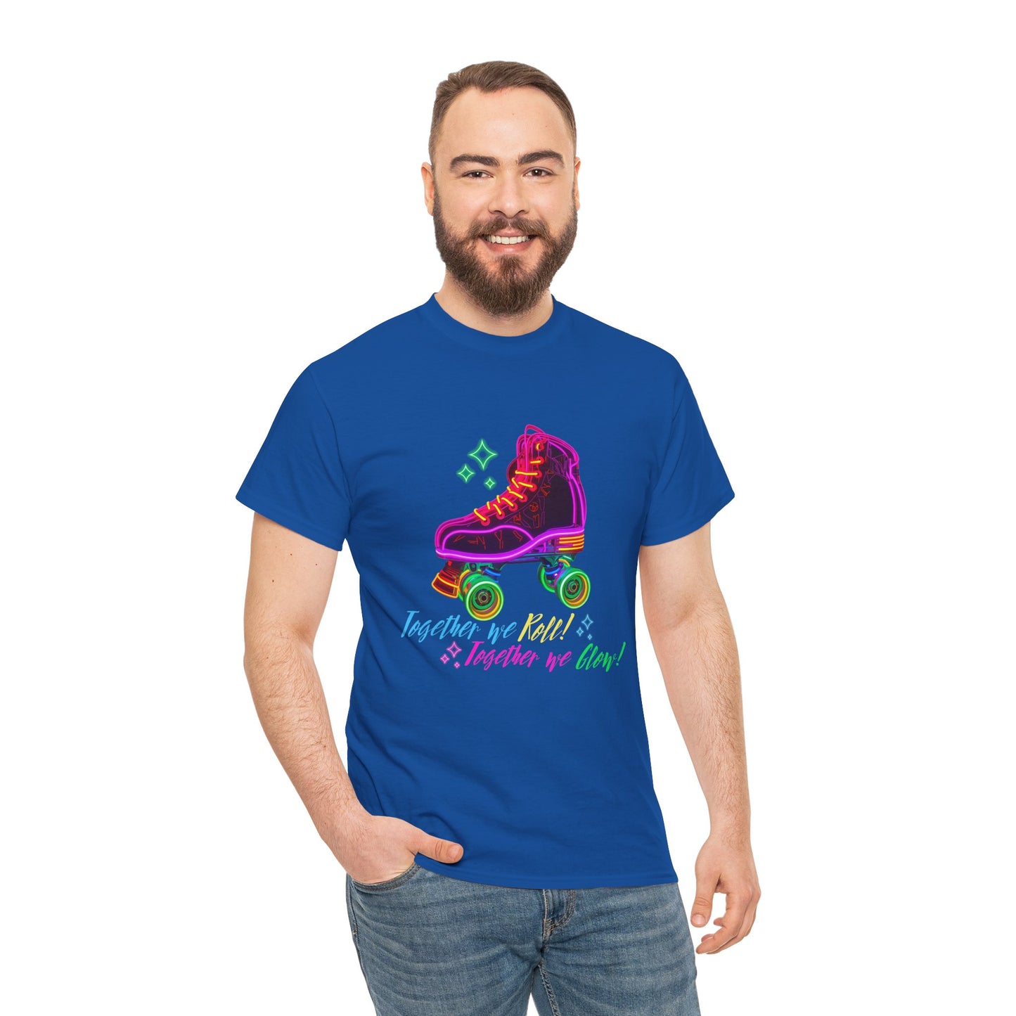 Adult Roller Skating T-Shirt "Together We Roll, Together We Glow" Retro Neon Tee