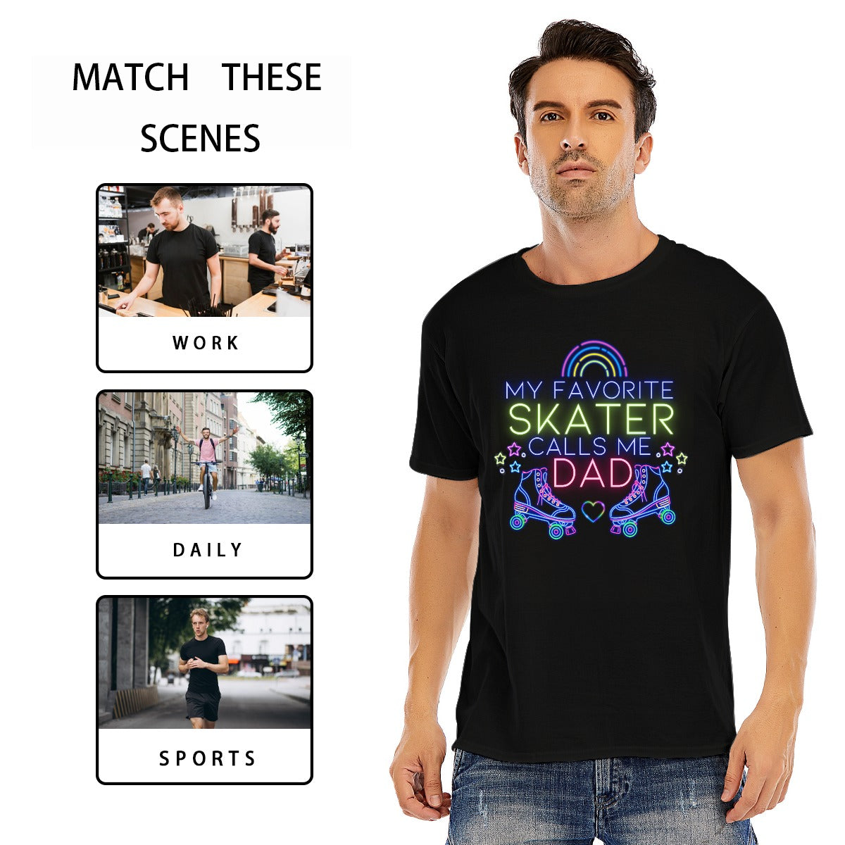 Men's T-shirt "My Favorite Skater Calls Me Dad" for Family Skating Party