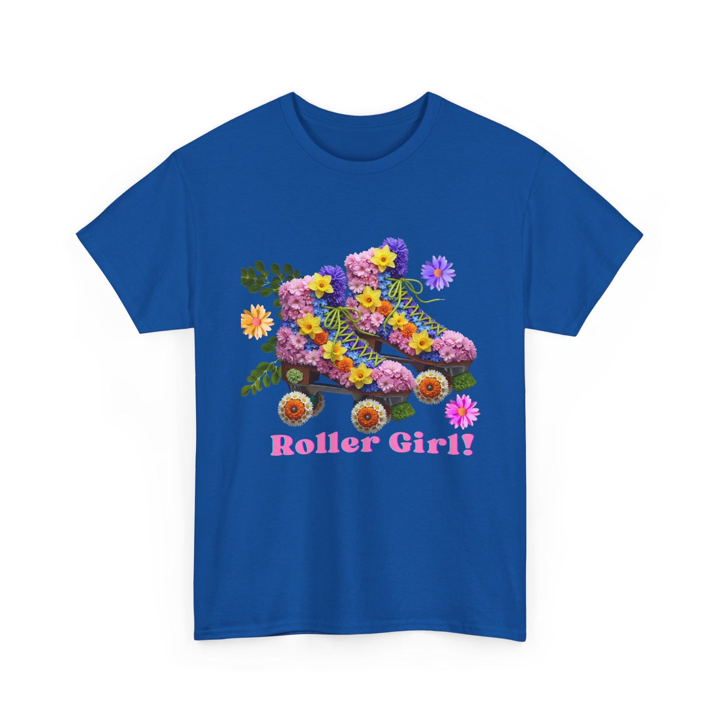 Roller Girl Floral Skate T-Shirt - Adult Roller Skate Graphic T-Shirt – 100% Cotton