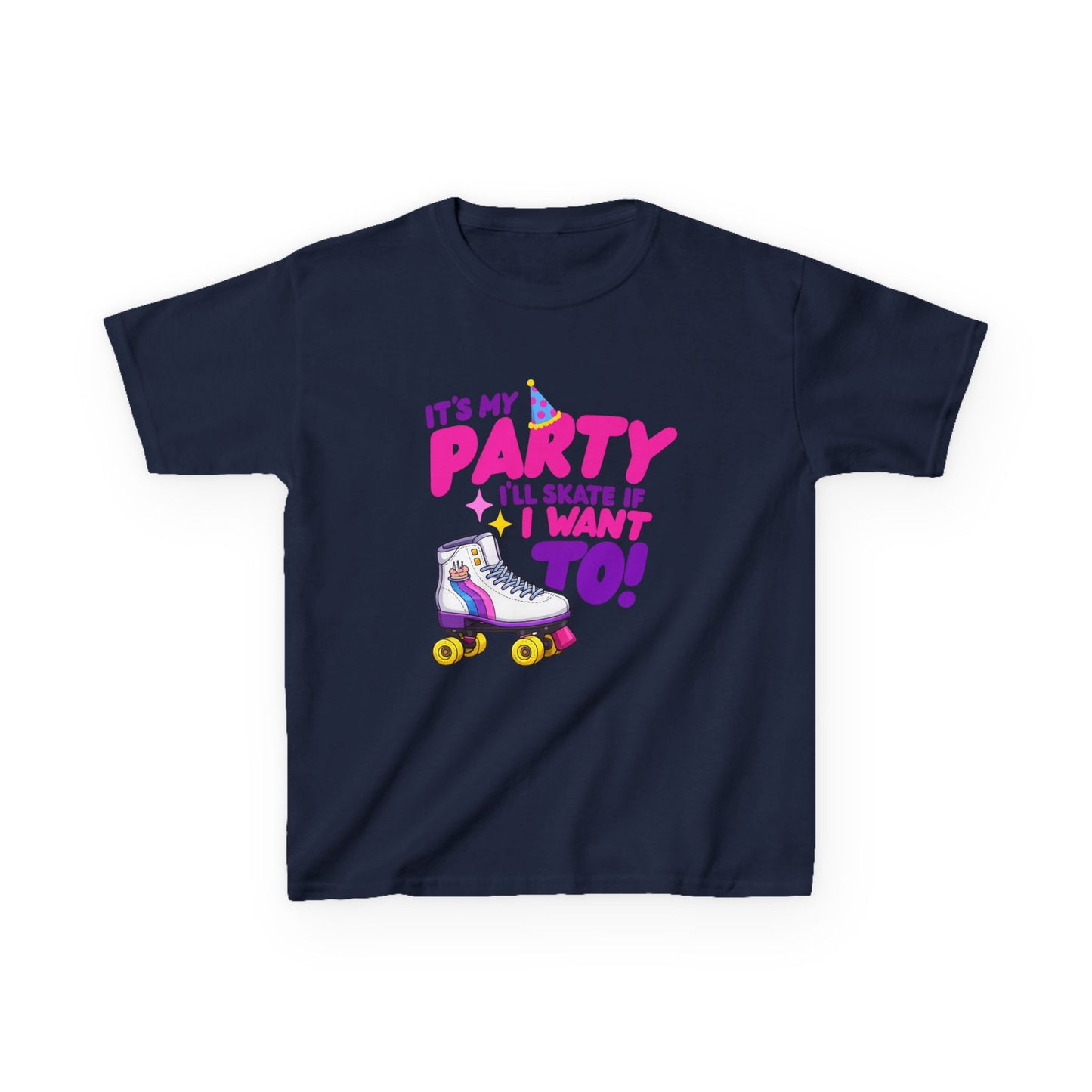 Girl's  Birthday Roller Skating T-Shirt - It's My Party I'll Skate If I Want To - Shirt for Kids