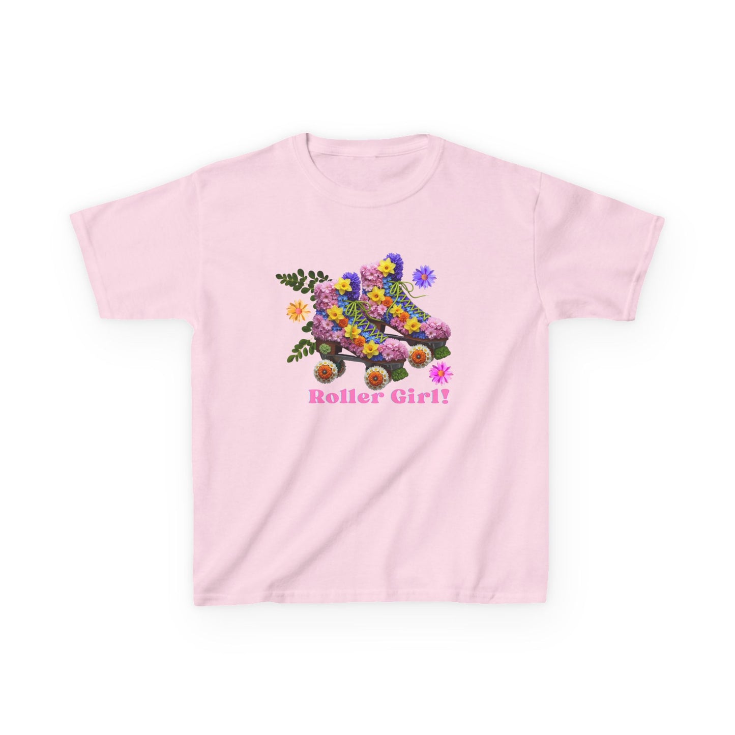 Girl's Roller Skating T-Shirt - Roller Girl - Flower Graphic Tee for Kids
