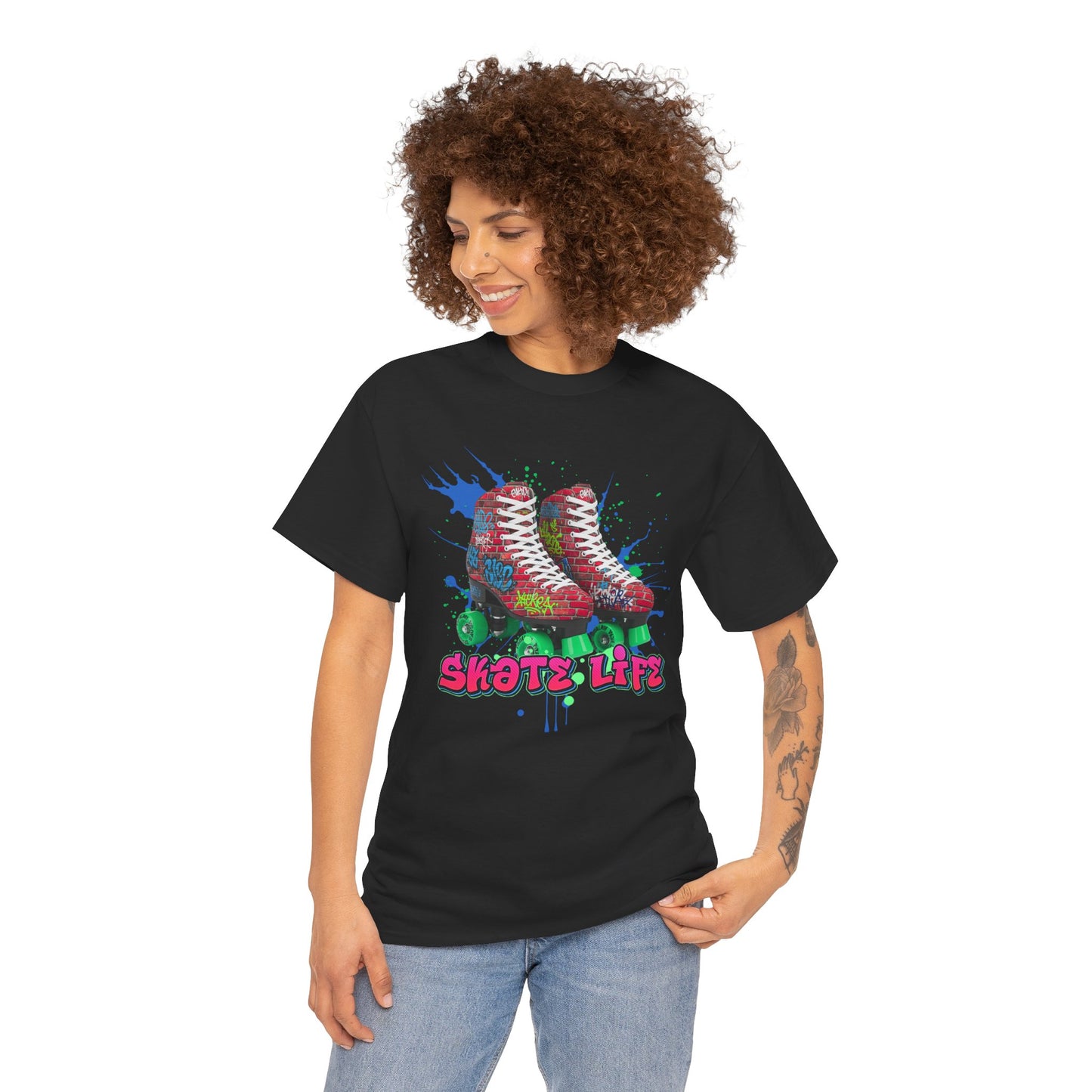Adult Retro Roller Skating T-Shirt - Skate Life - Graffiti Style Graphic Tee for Skaters