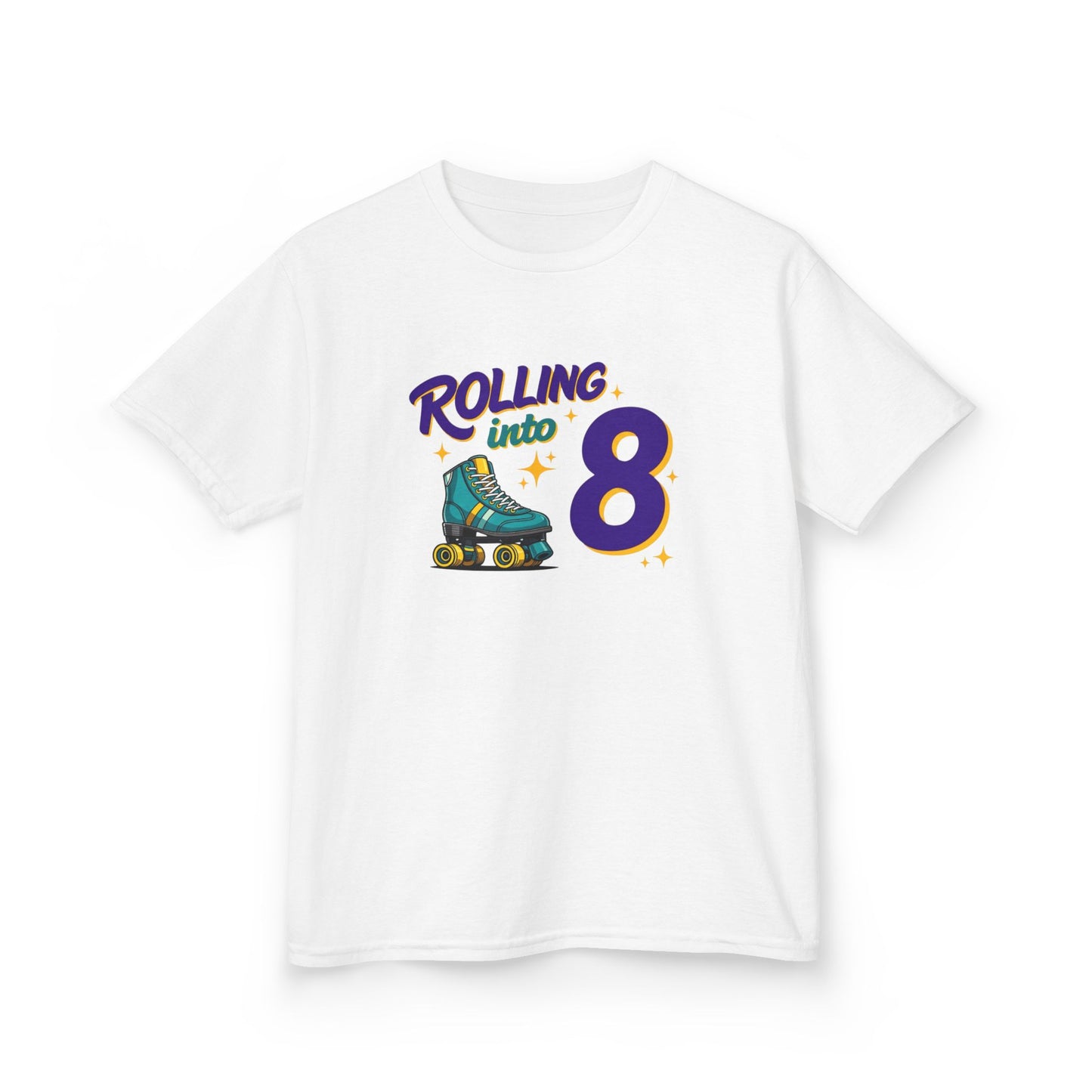 Kid's  "Rolling Into 8 " Birthday T-Shirt for 8 Year Old Child, Roller Skating Tee
