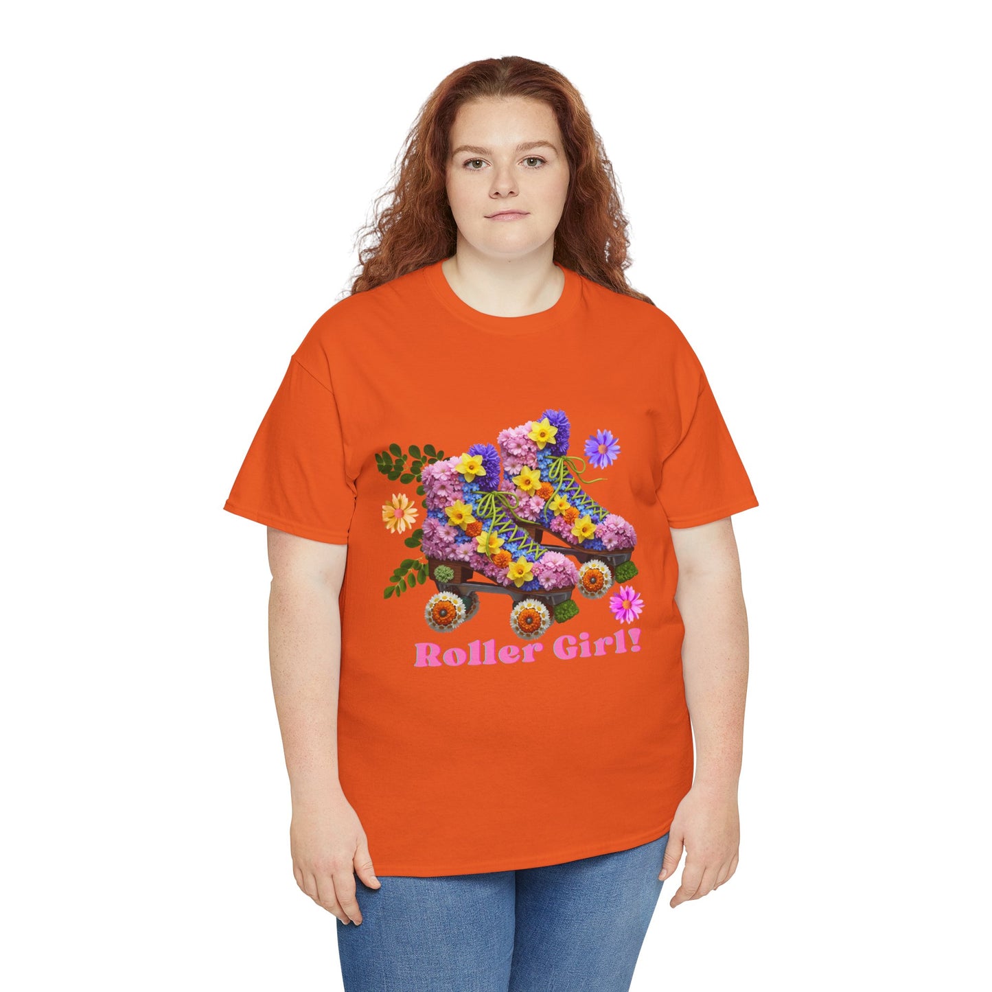 Roller Girl Floral Skate T-Shirt - Adult Roller Skate Graphic T-Shirt – 100% Cotton