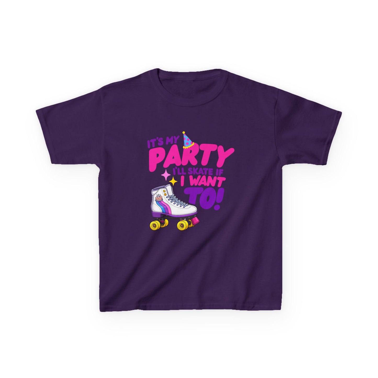 Girl's  Birthday Roller Skating T-Shirt - It's My Party I'll Skate If I Want To - Shirt for Kids