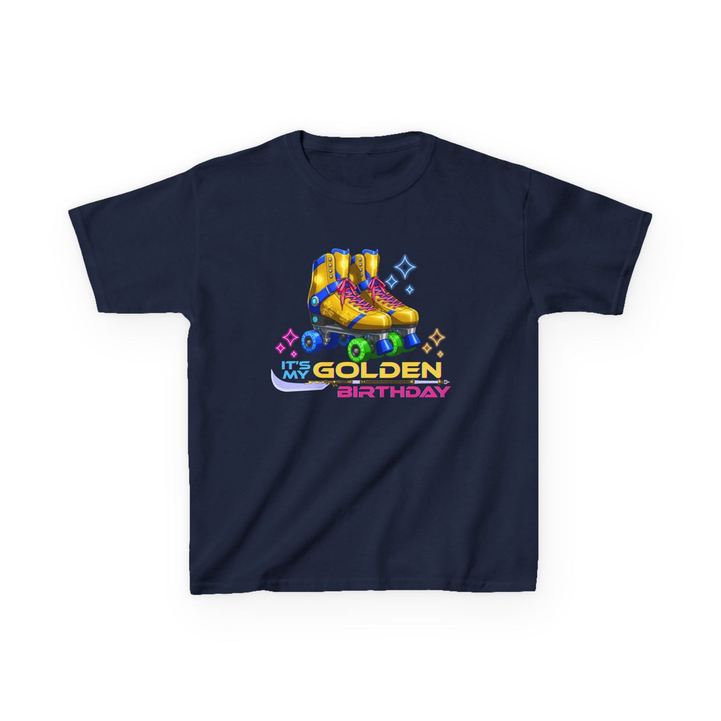 Kid's Birthday Roller Skating T-Shirt - It's My Golden Birthday - Party, Streetwear, Shirt for Boys and Girls