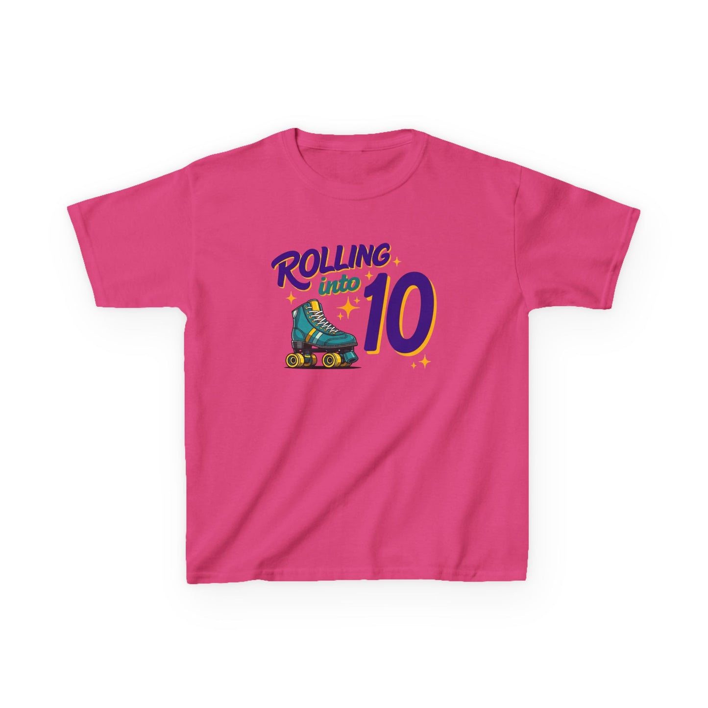 Kid's "Rolling Into 10" Birthday T-Shirt for 10 Year Old Child, Roller Skating Tee