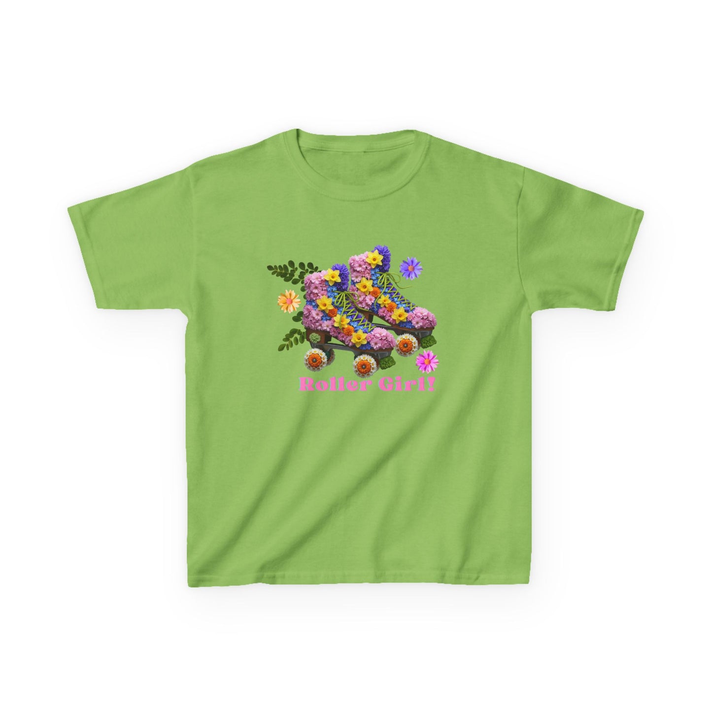 Girl's Roller Skating T-Shirt - Roller Girl - Flower Graphic Tee for Kids