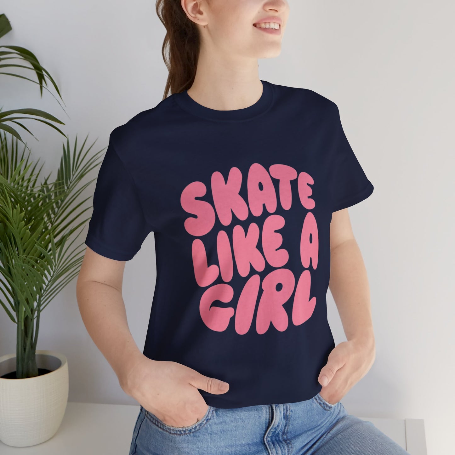 Women's "Skate Like A Girl" Roller Skate Graphic Cotton T-Shirt