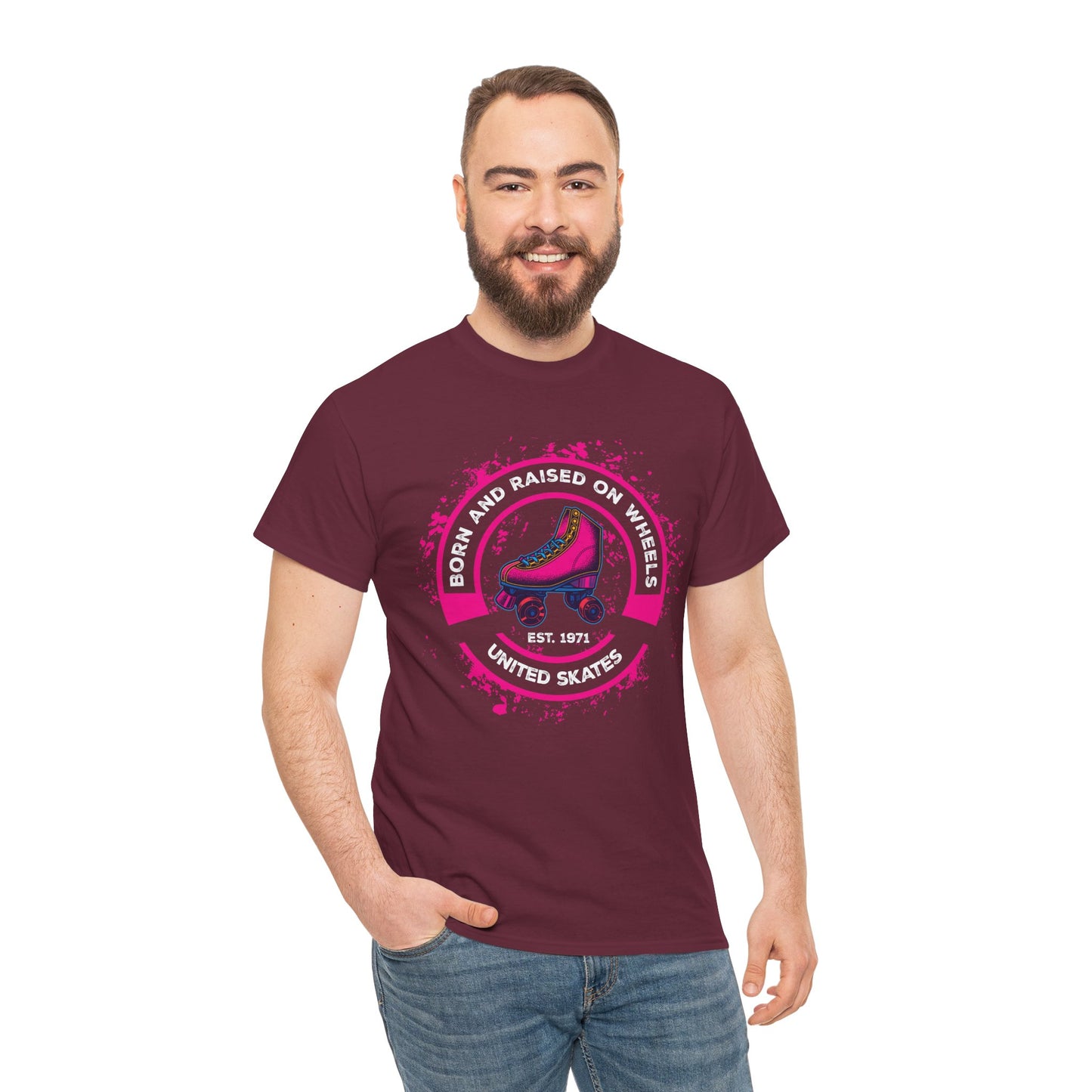 Adult "Born & Raised on Wheels" Roller Skating T-Shirt