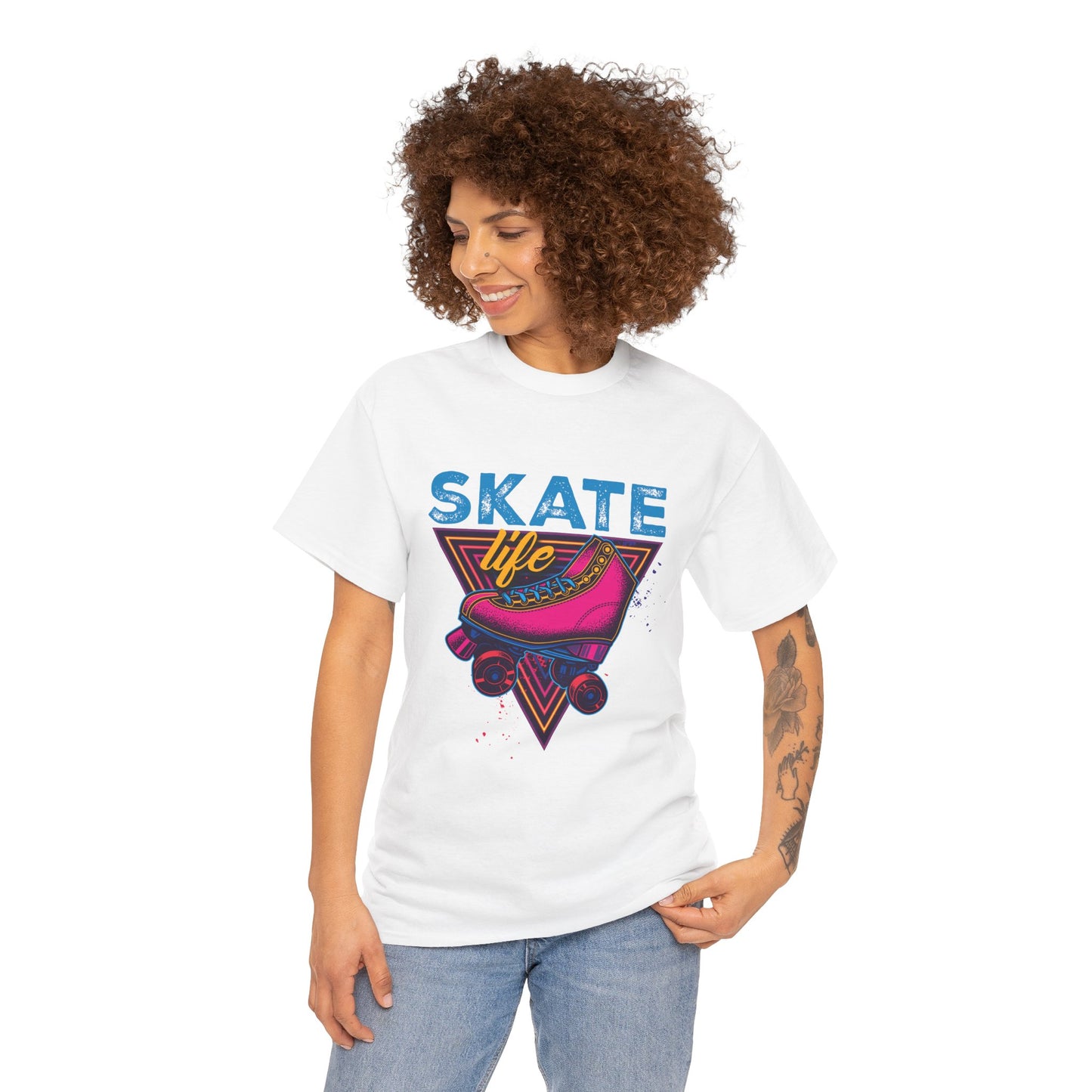 Adult Roller Skating T-Shirt - "Skate Life" - Pink Graphic