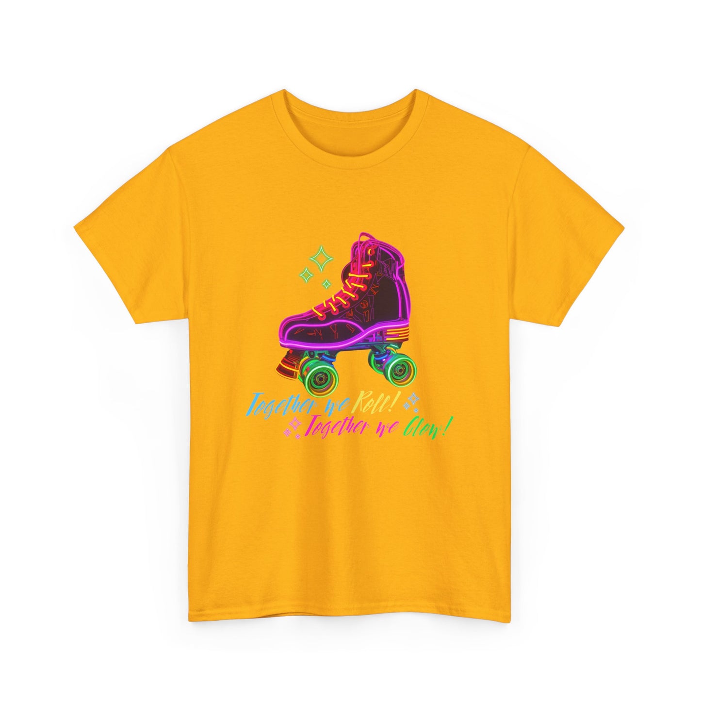 Adult Roller Skating T-Shirt "Together We Roll, Together We Glow" Retro Neon Tee