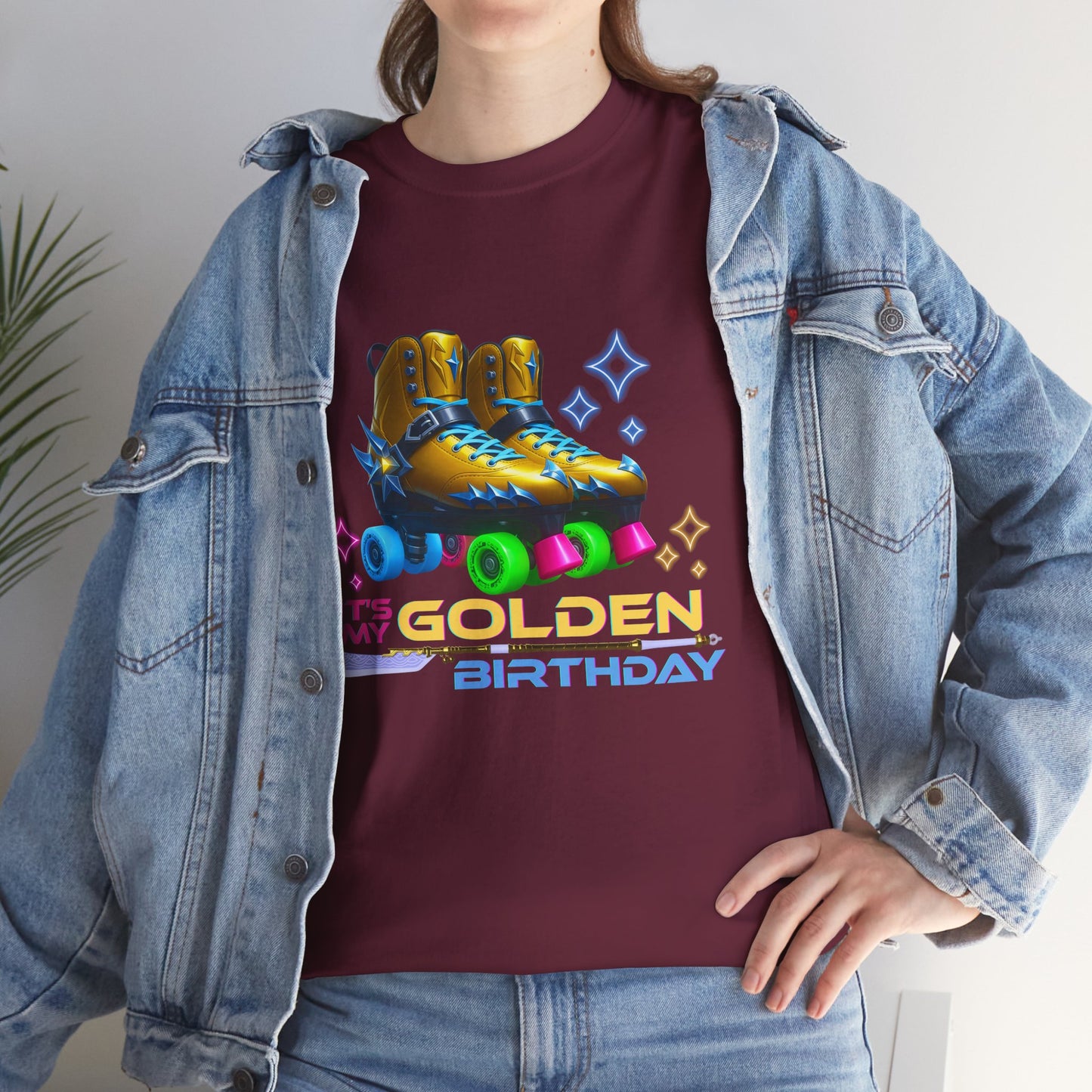 It's My Golden Birthday  - Adult and Teens Roller Skate Graphic T-Shirt – 100% Cotton, Female