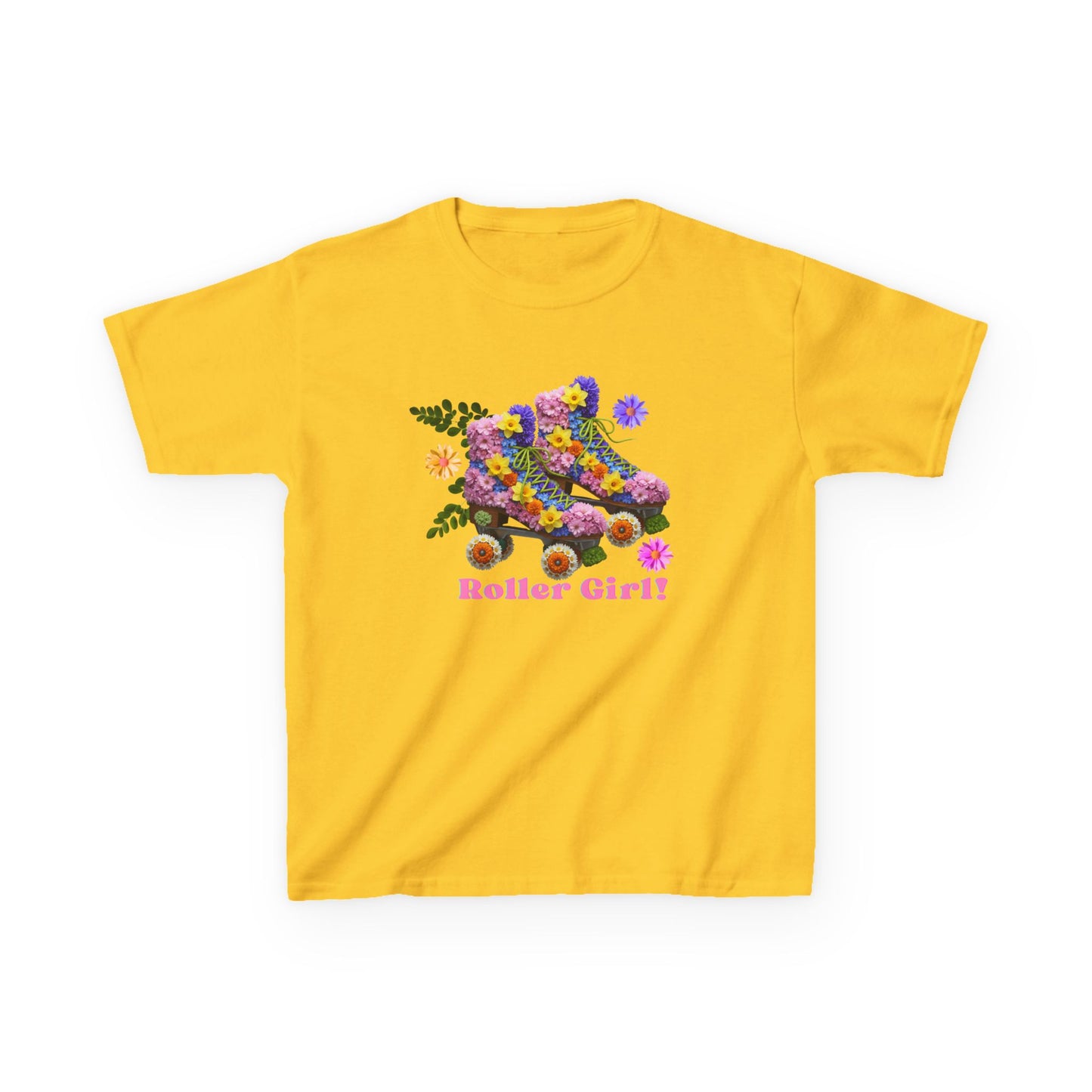 Girl's Roller Skating T-Shirt - Roller Girl - Flower Graphic Tee for Kids