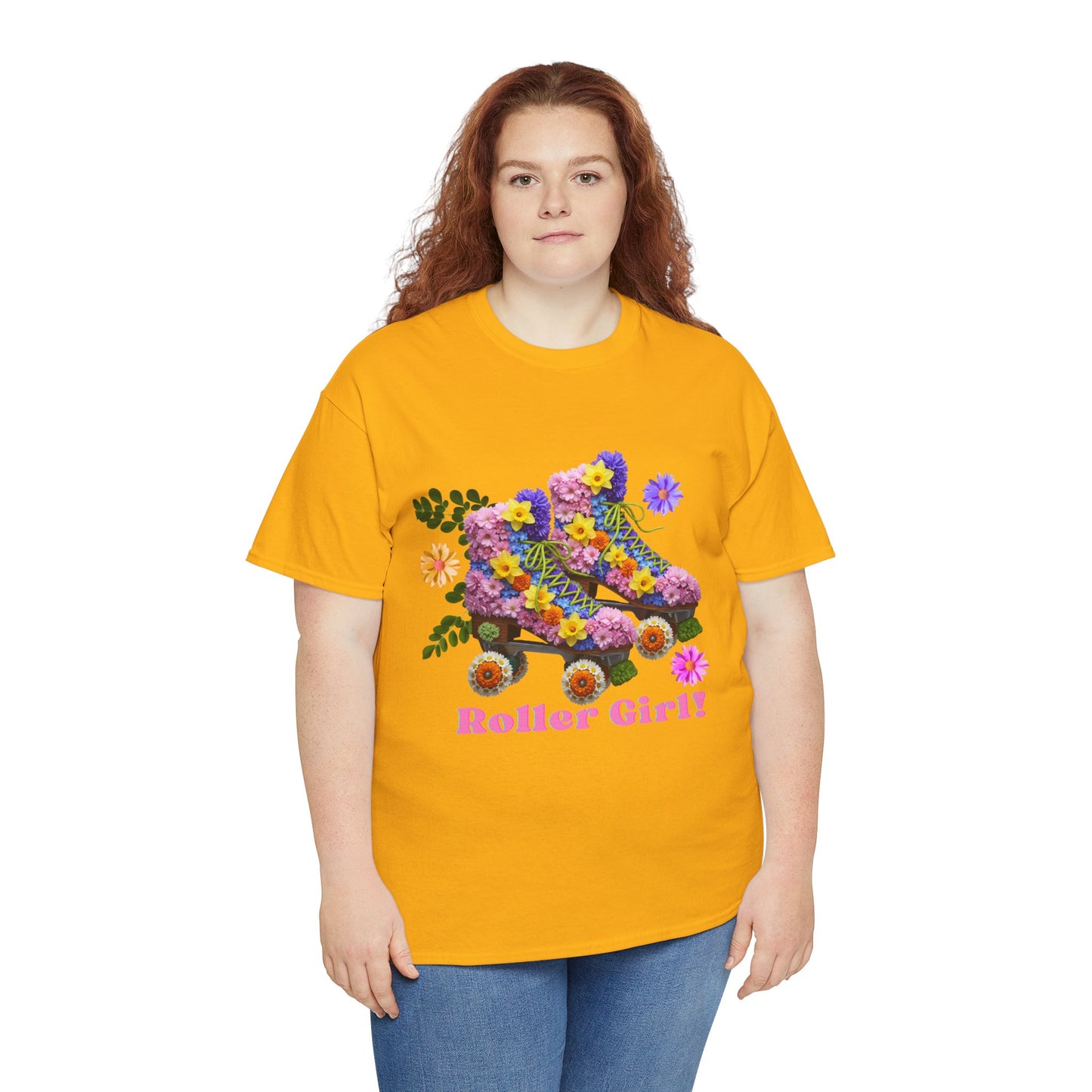 Roller Girl Floral Skate T-Shirt - Adult Roller Skate Graphic T-Shirt – 100% Cotton