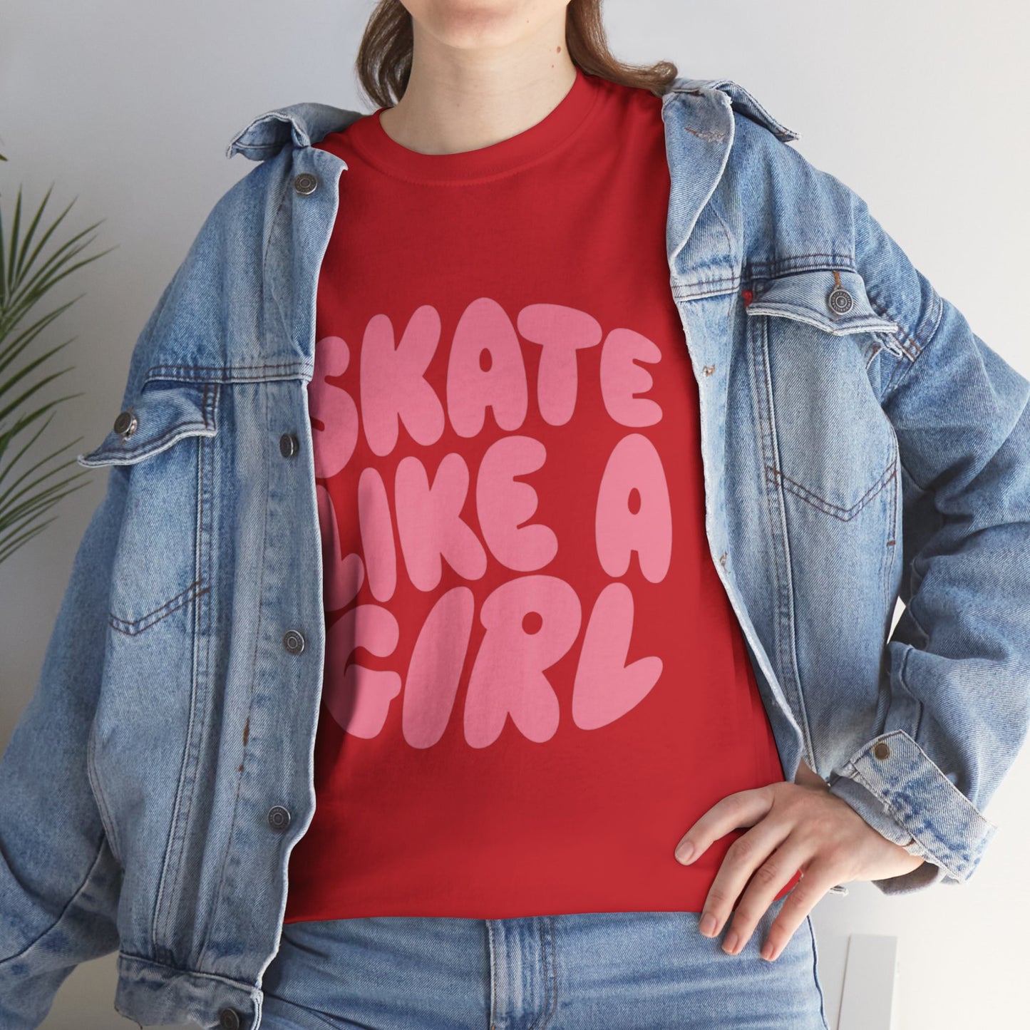Women's Roller Skating T-Shirt - Skate Like A Girl - Bubble Letter Tee for Skaters
