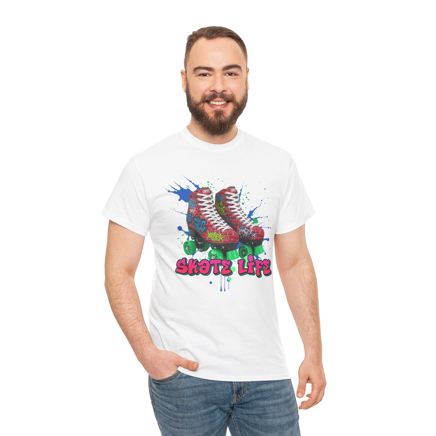 Adult Retro Roller Skating T-Shirt - Skate Life - Graffiti Style Graphic Tee for Skaters