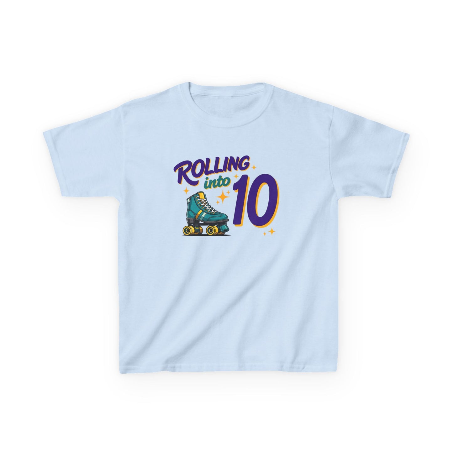 Kid's "Rolling Into 10" Birthday T-Shirt for 10 Year Old Child, Roller Skating Tee