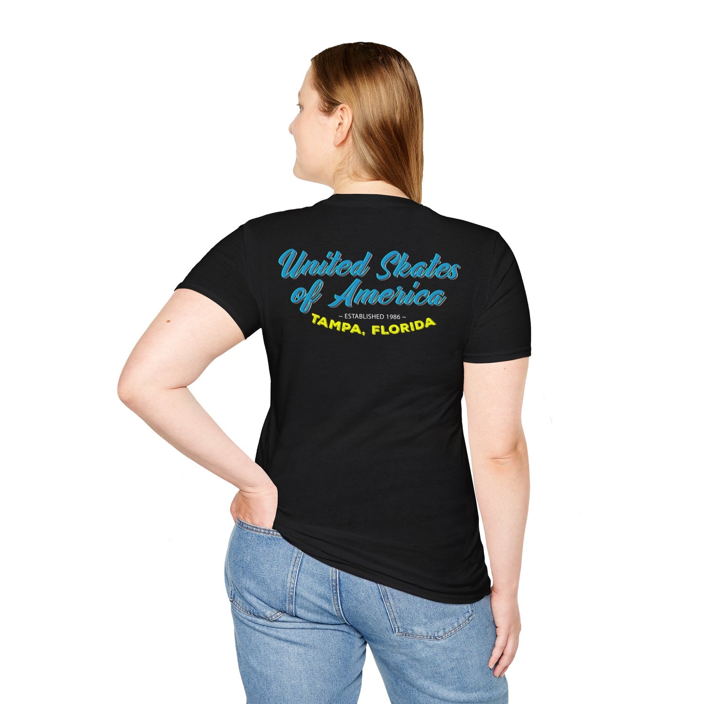 Tampa FL - Adult "Skate Life" Roller Skater T-Shirt (Blue Graphic)