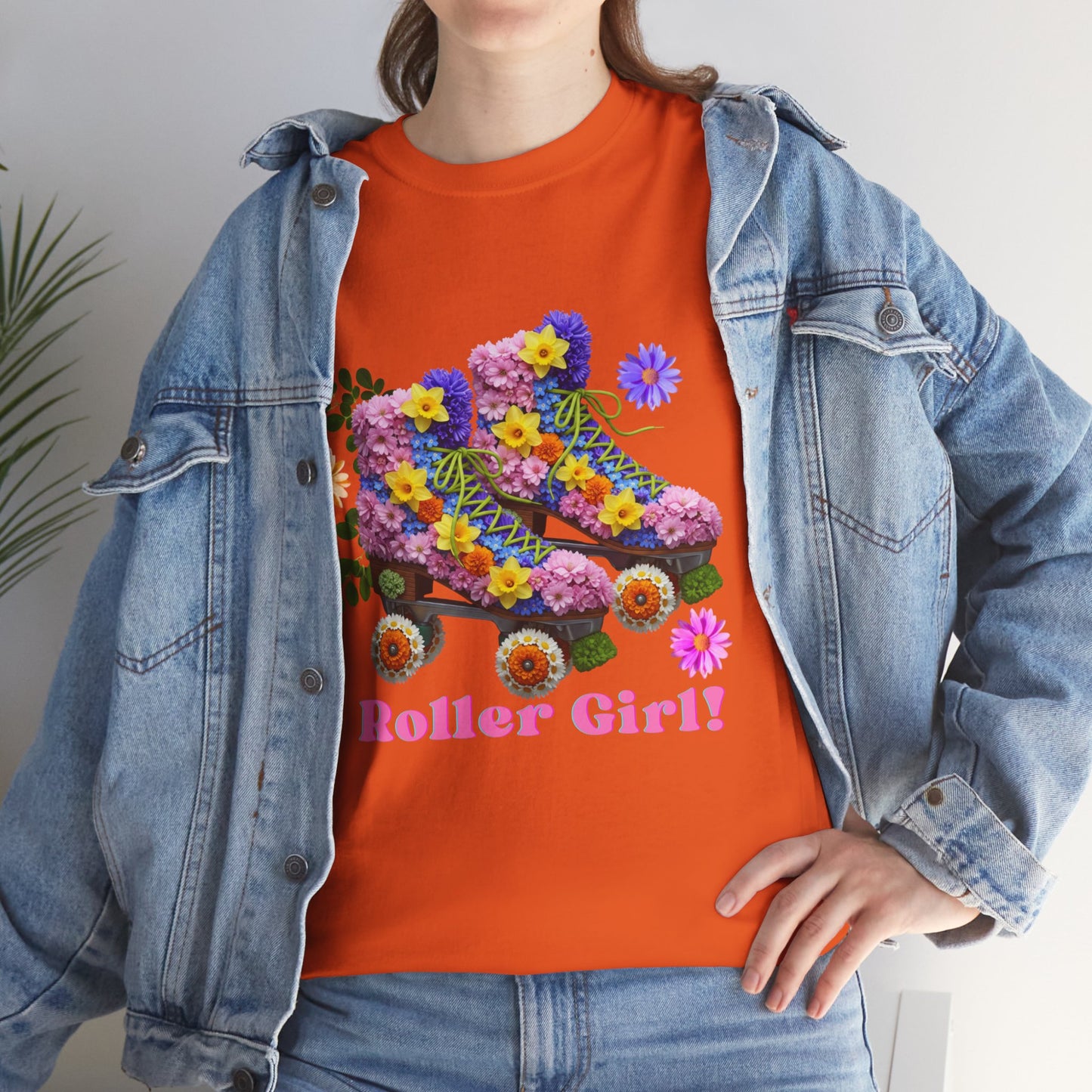 Roller Girl Floral Skate T-Shirt - Adult Roller Skate Graphic T-Shirt – 100% Cotton