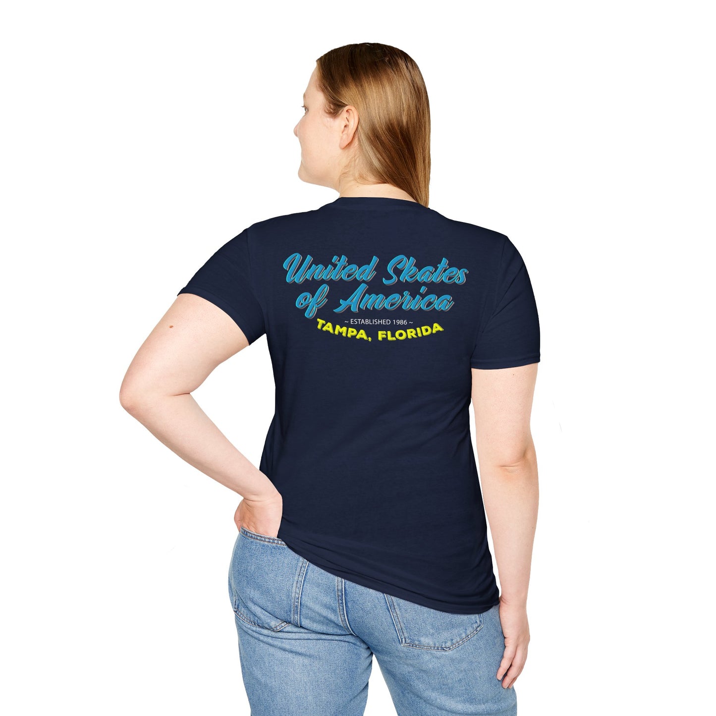 Tampa FL - Adult "Skate Life" Roller Skater T-Shirt (Blue Graphic)