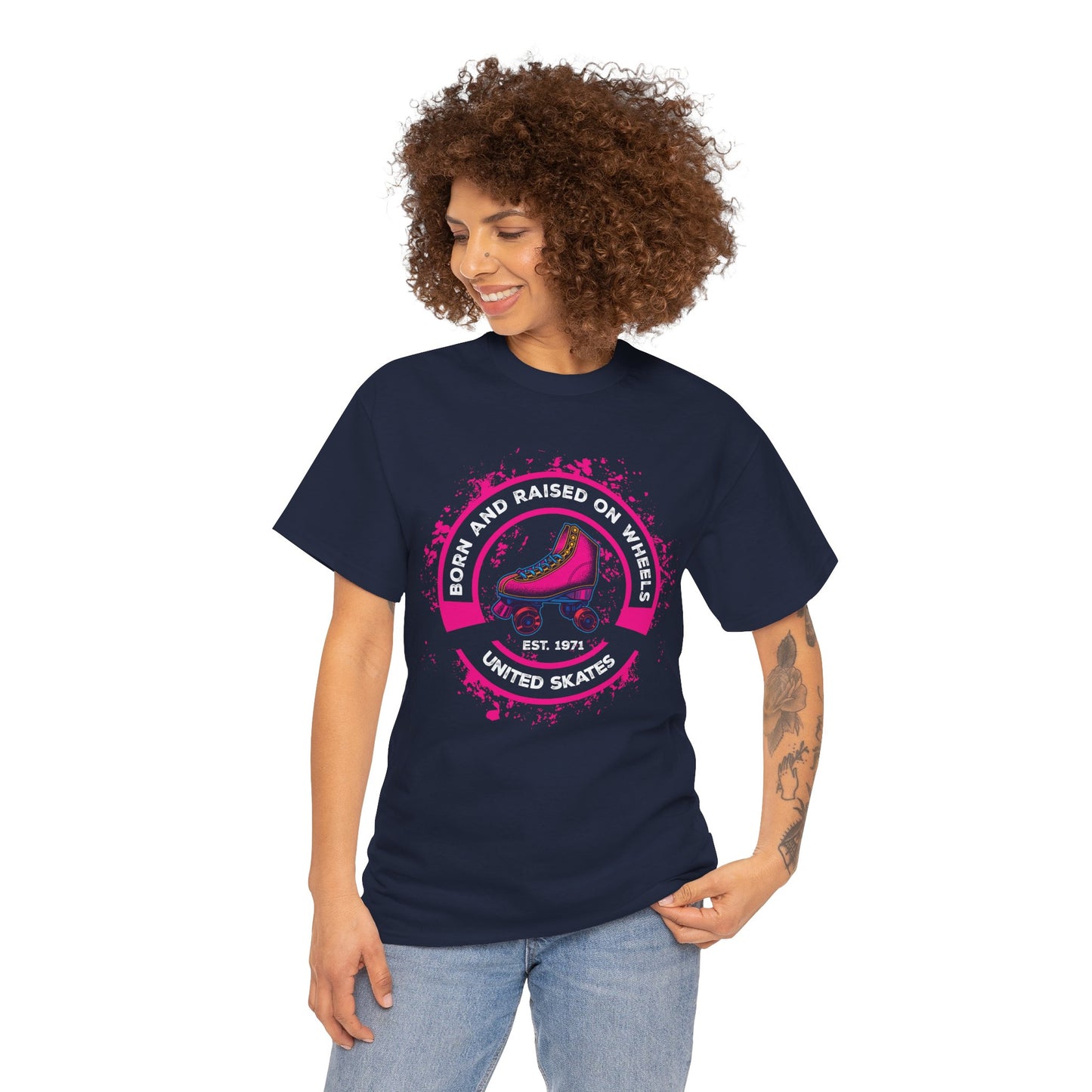 Adult "Born & Raised on Wheels" Roller Skating T-Shirt