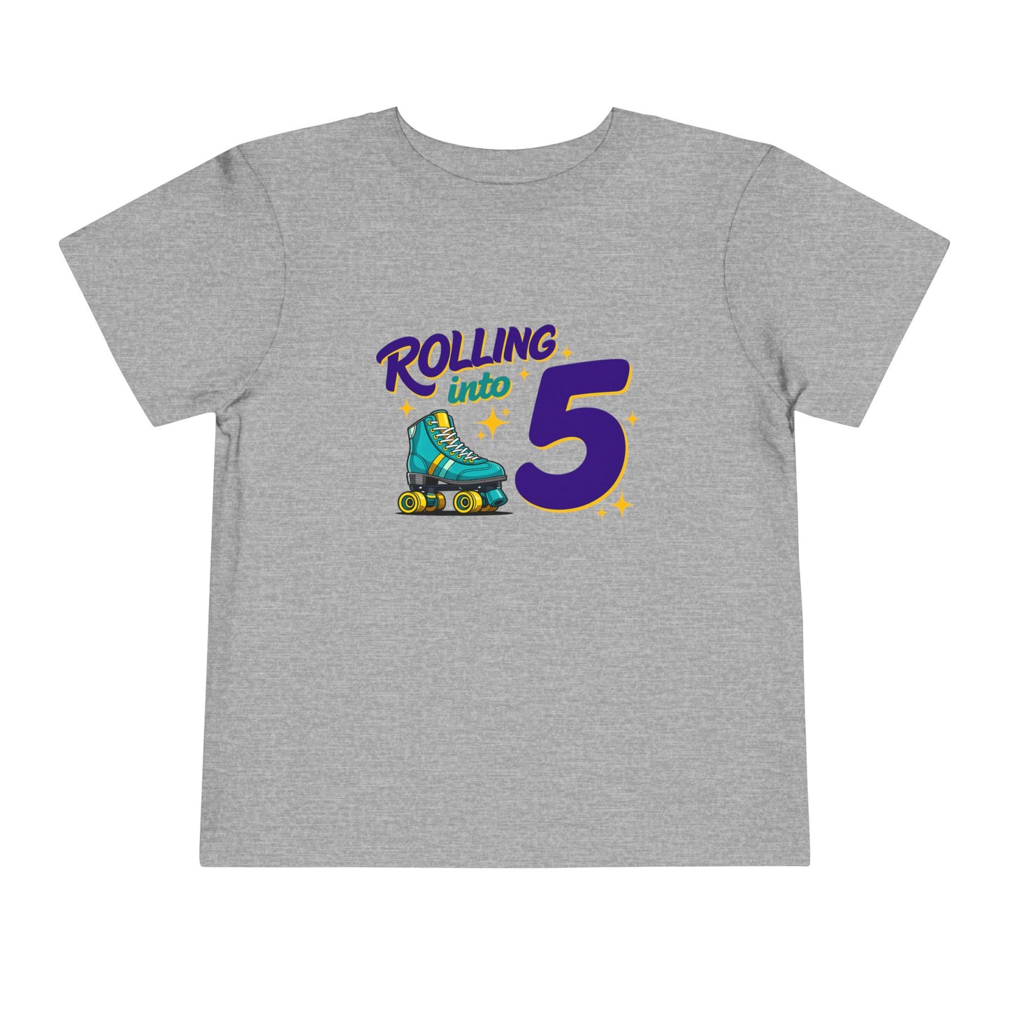 Kid's  "Rolling Into 5 " Birthday T-Shirt for 5 Year Old Child, Roller Skating Tee