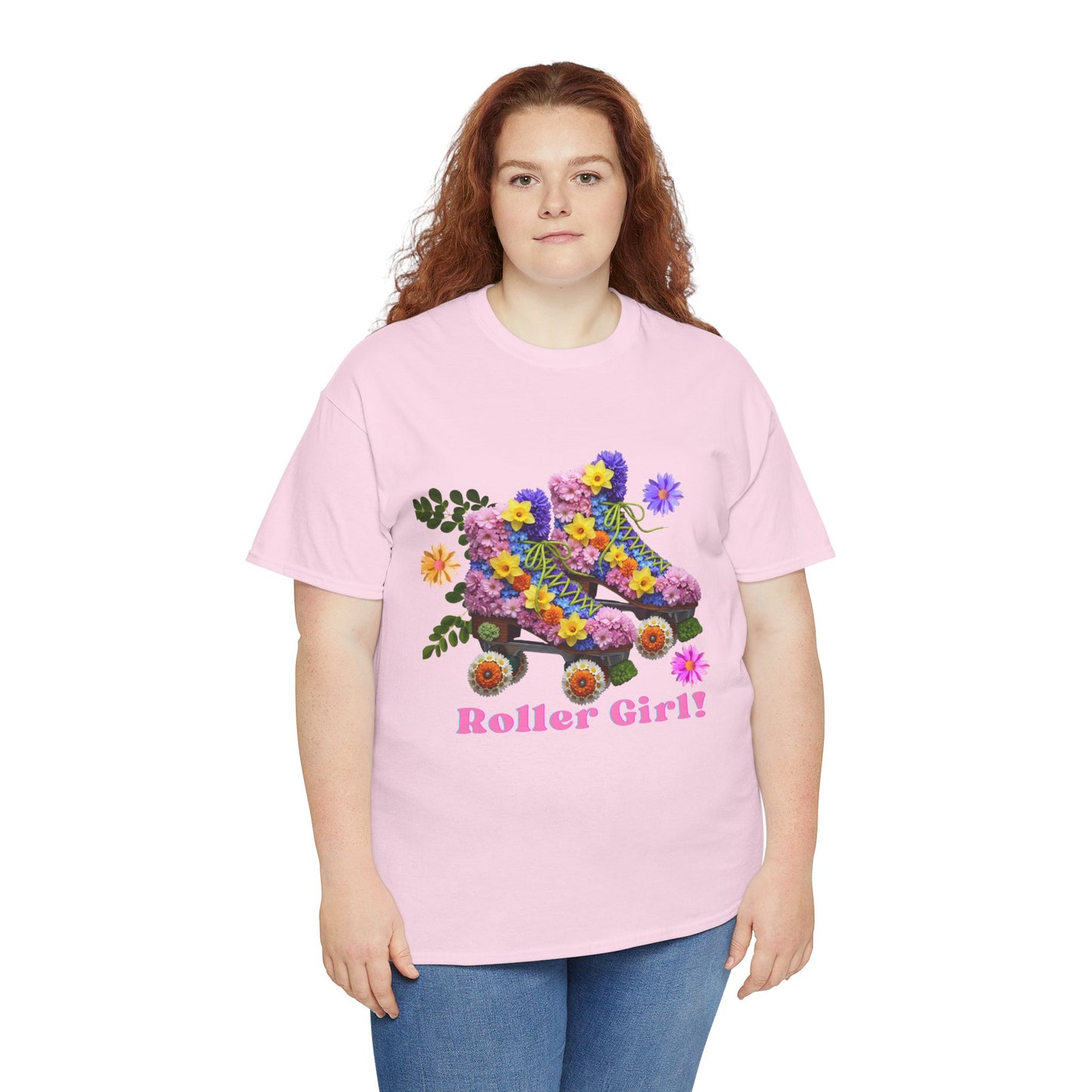 Roller Girl Floral Skate T-Shirt - Adult Roller Skate Graphic T-Shirt – 100% Cotton