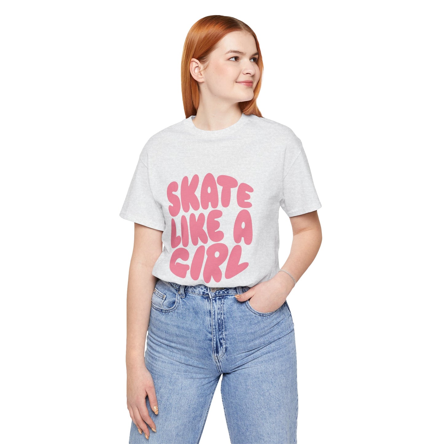 Women's "Skate Like A Girl" Roller Skate Graphic Cotton T-Shirt