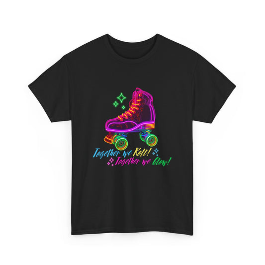 Adult Roller Skating T-Shirt "Together We Roll, Together We Glow" Retro Neon Tee