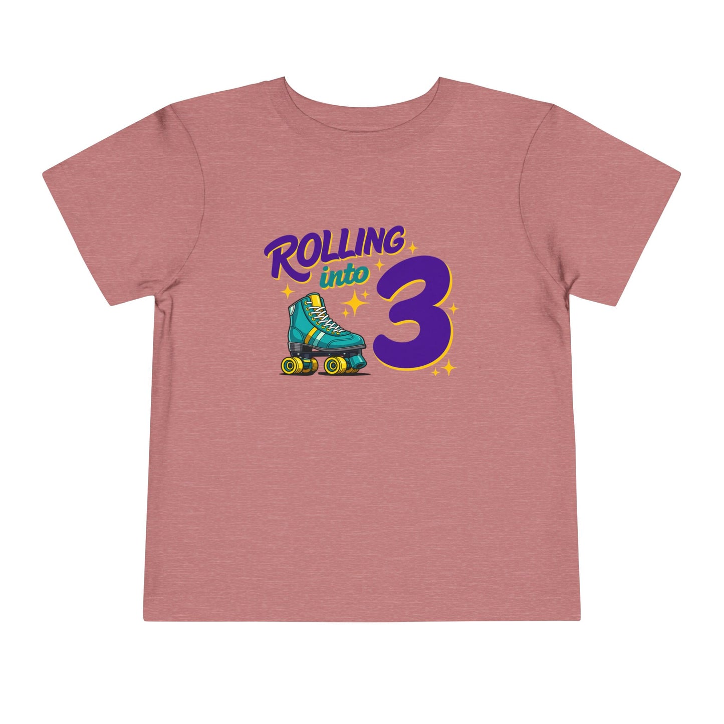 Kid's  "Rolling Into 3 " Birthday T-Shirt for 3 Year Old Child, Roller Skating Tee