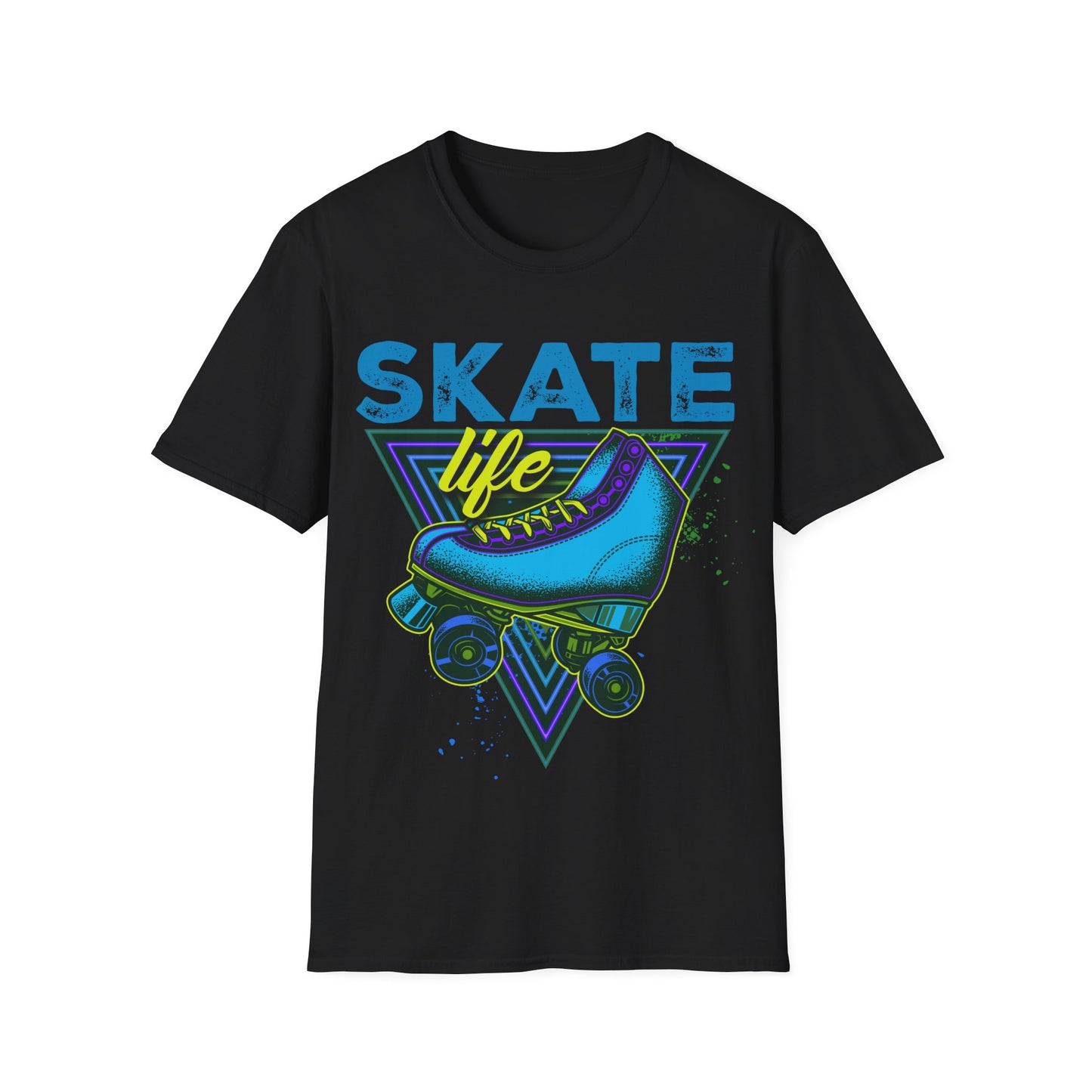 Columbus, OH - "Skate Life" - Roller Skate Graphic T-Shirt (Blue Graphic)