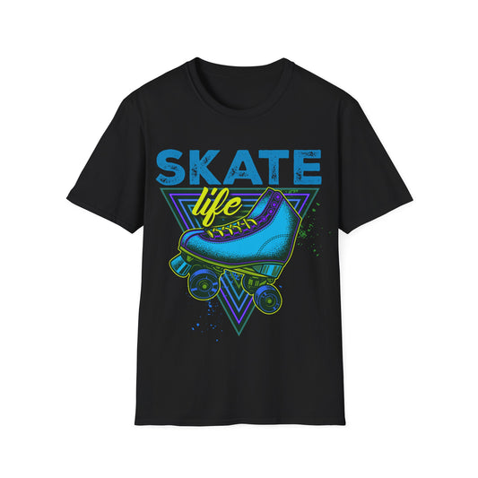 Columbus, OH - "Skate Life" - Roller Skate Graphic T-Shirt (Blue Graphic)