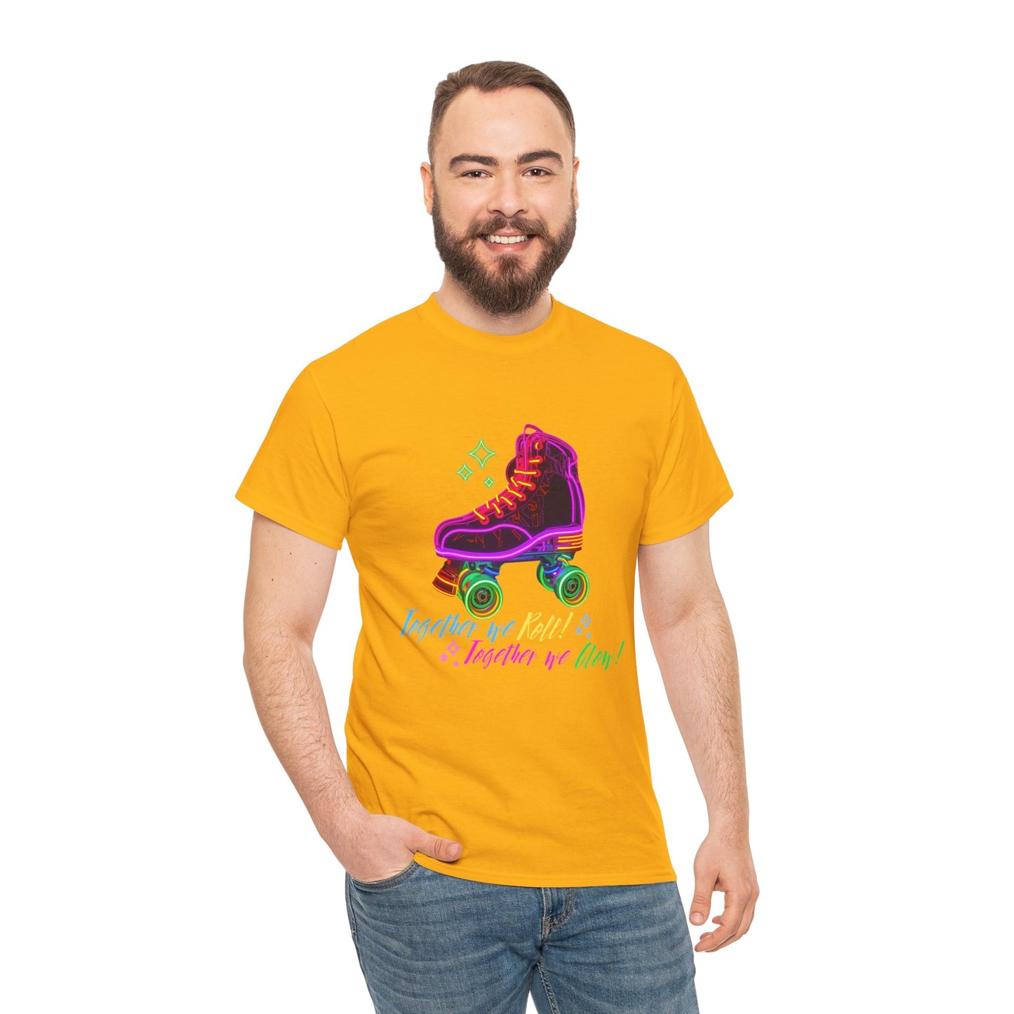 Adult Roller Skating T-Shirt "Together We Roll, Together We Glow" Retro Neon Tee