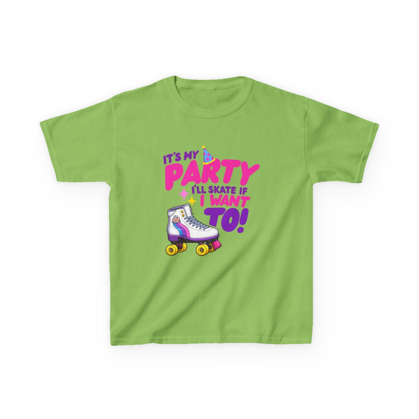 Girl's  Birthday Roller Skating T-Shirt - It's My Party I'll Skate If I Want To - Shirt for Kids
