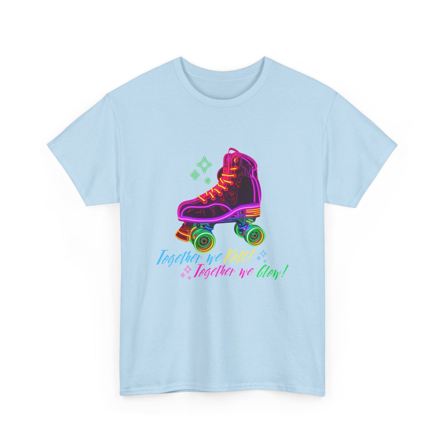 Adult Roller Skating T-Shirt "Together We Roll, Together We Glow" Retro Neon Tee