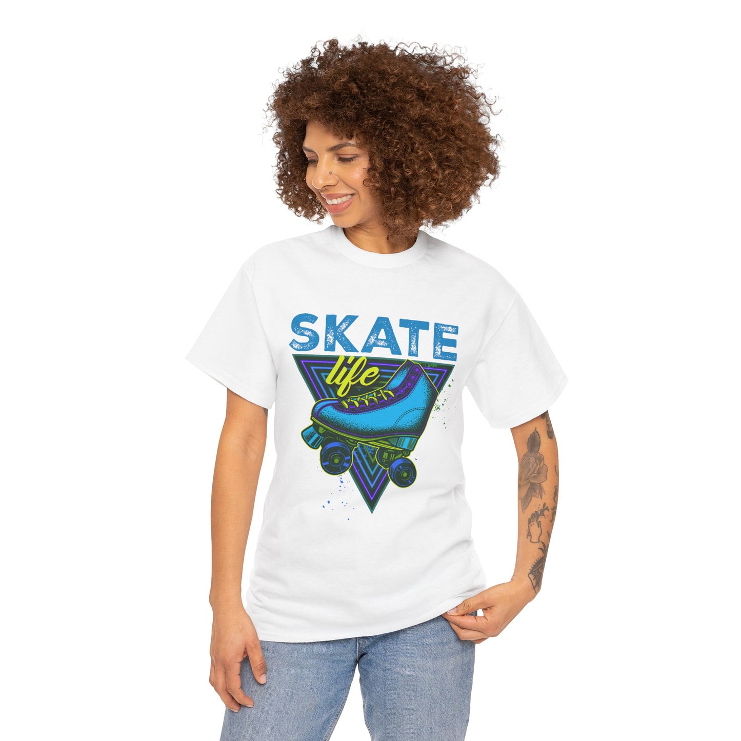 Unisex Roller Skating T-Shirt "Skate Life" Blue Graphic