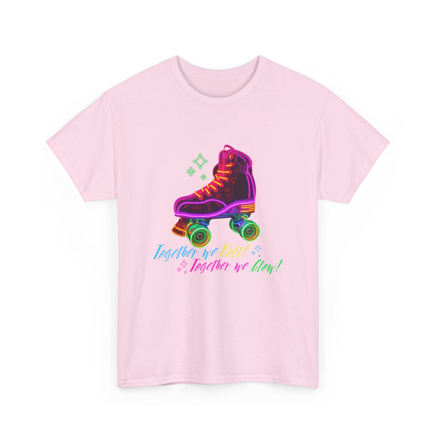 Adult Roller Skating T-Shirt "Together We Roll, Together We Glow" Retro Neon Tee