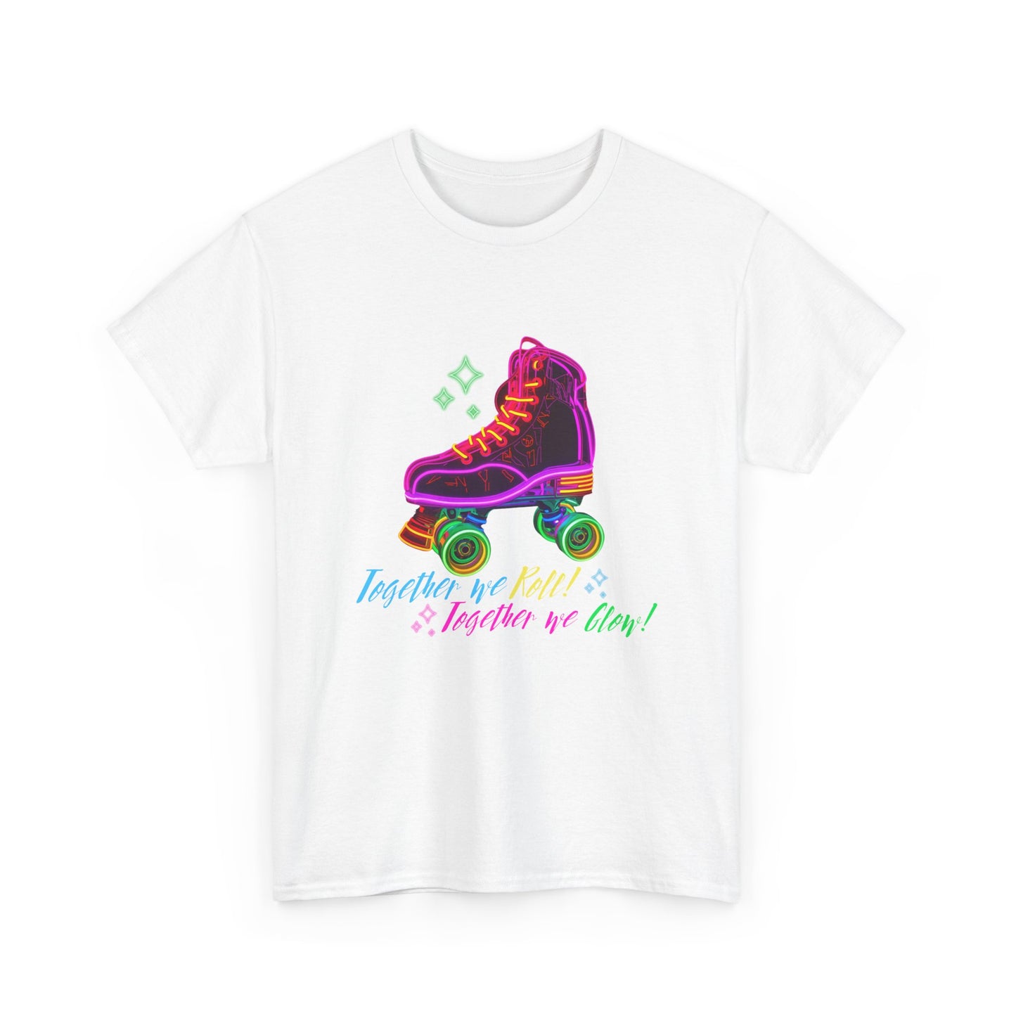 Adult Roller Skating T-Shirt "Together We Roll, Together We Glow" Retro Neon Tee