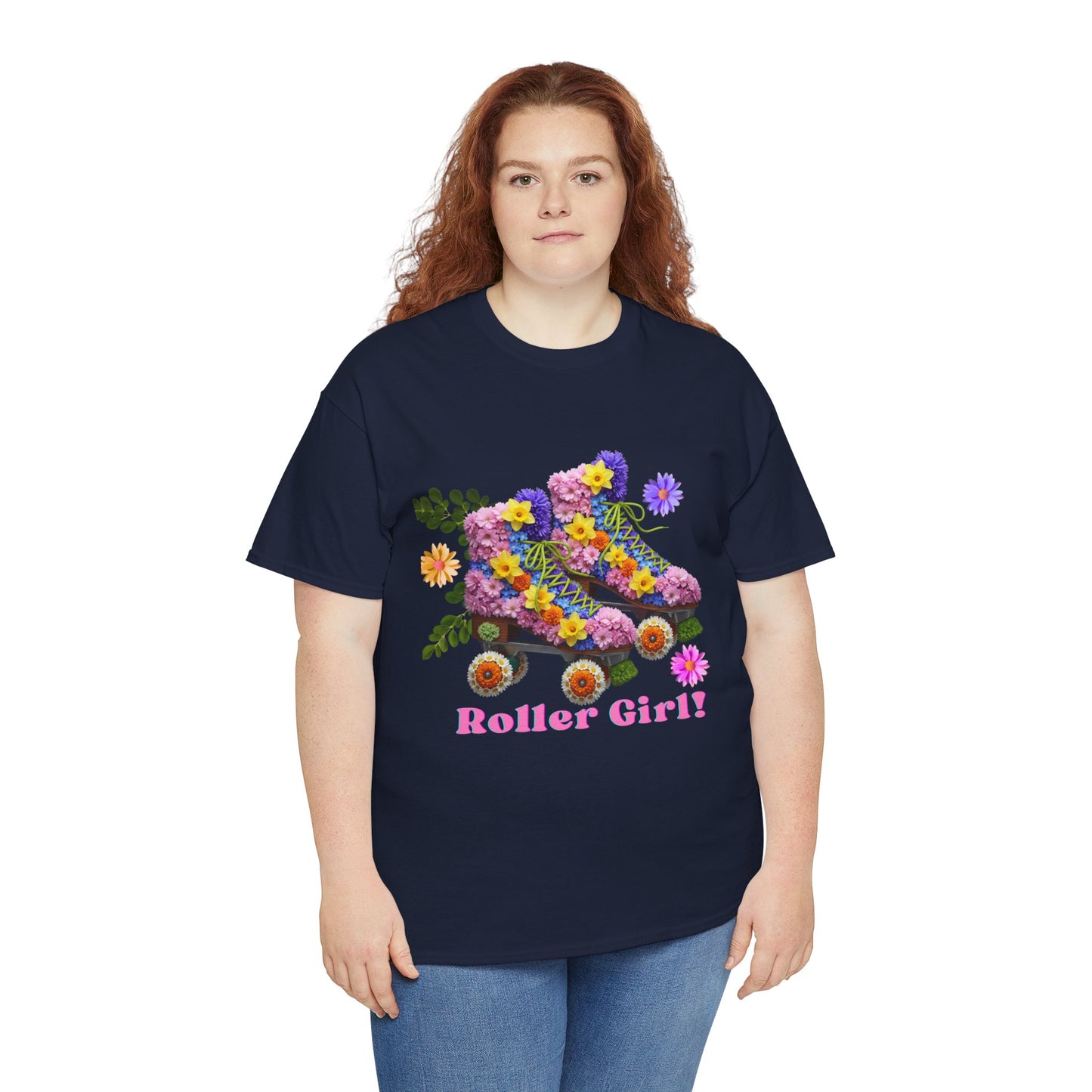 Roller Girl Floral Skate T-Shirt - Adult Roller Skate Graphic T-Shirt – 100% Cotton